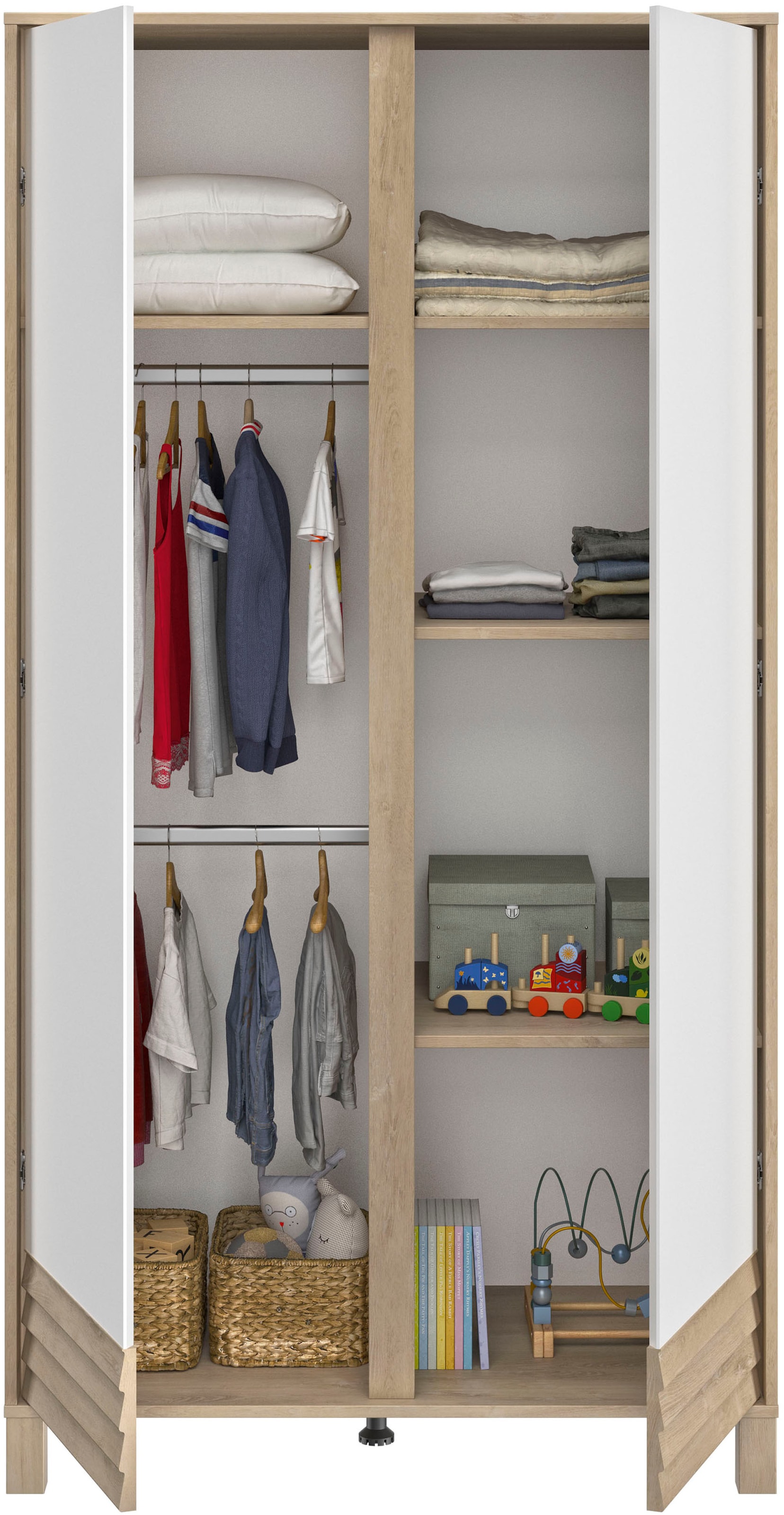 Gami Armoires à vêtements »Achille Kleiderschrank mit 2 Türen« Voll ausgestatteter Kleiderschrank mit Kleiderstangen und Einlegeböden