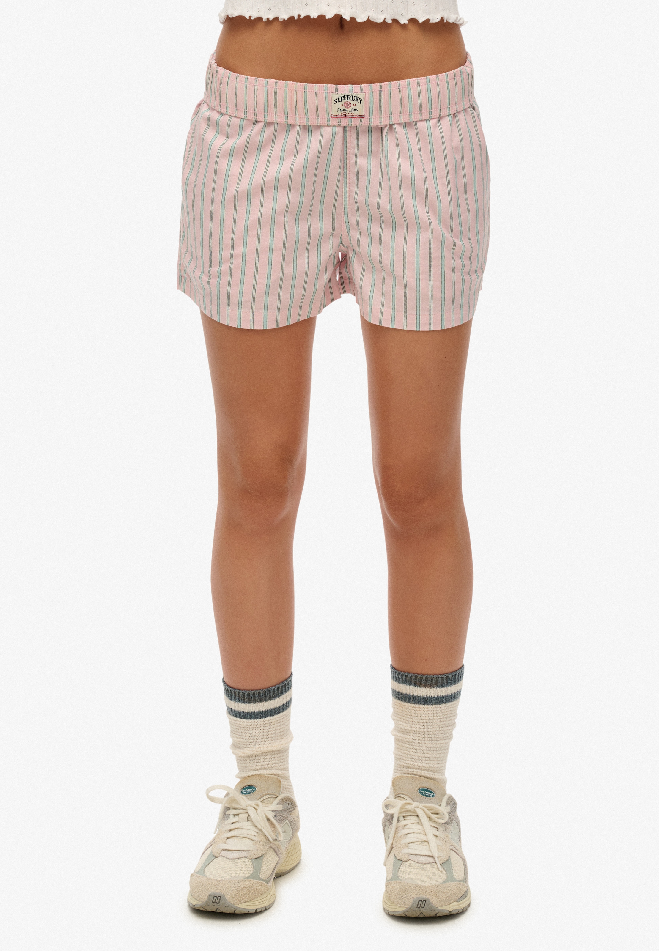 Image of Superdry Shorts "COTTON STRIPE ELASTIC SHORT" aus Baumwolle, Regular Fit, mit Gummizug, pflegeleichtes Webmaterial