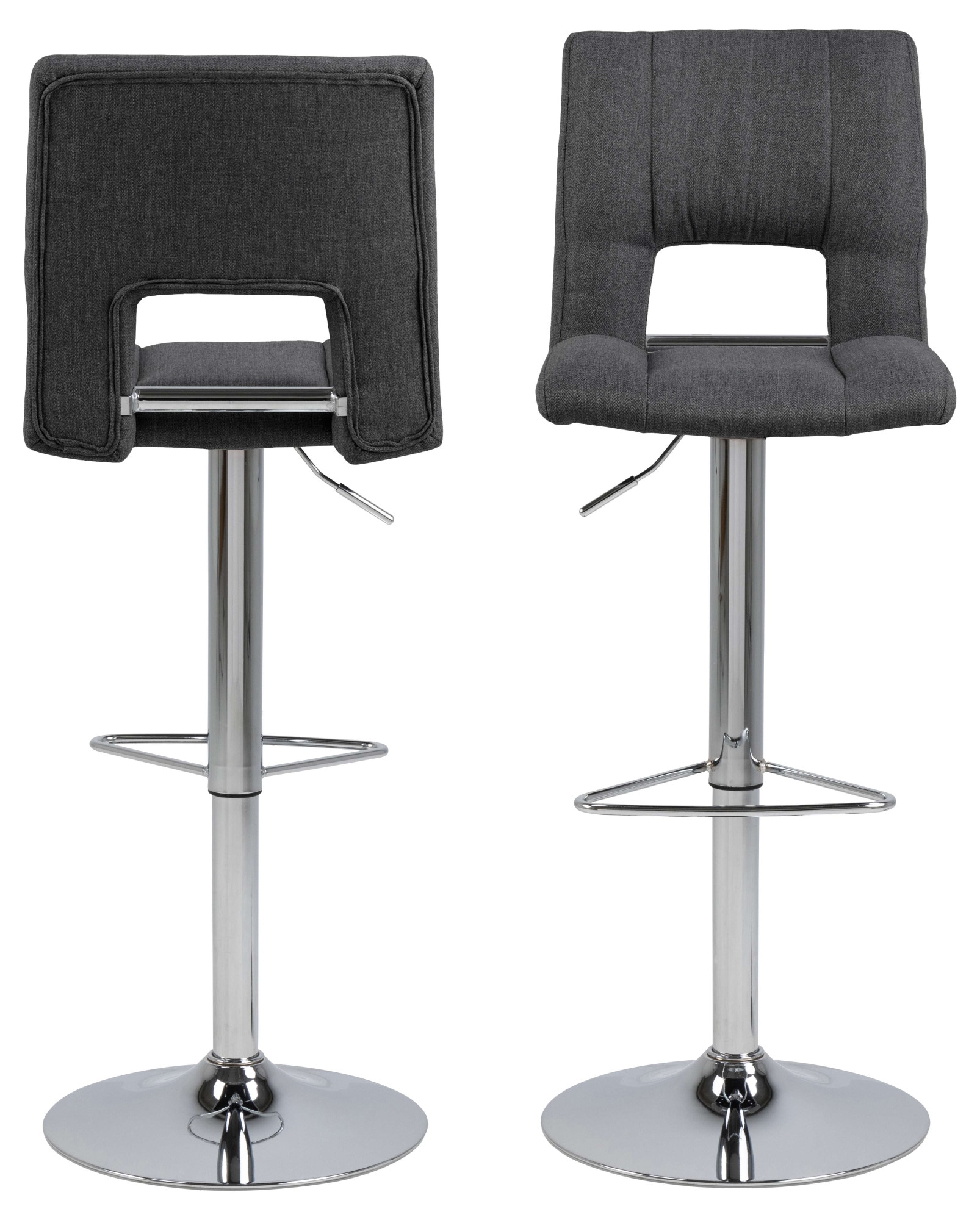 ACTONA GROUP Tabouret de bar »Sylvia Barstuhl, Höhenverstellbar, Chrom,« pied trompette, vérin à gaz, pivotant, coutures verticales, lot de 2