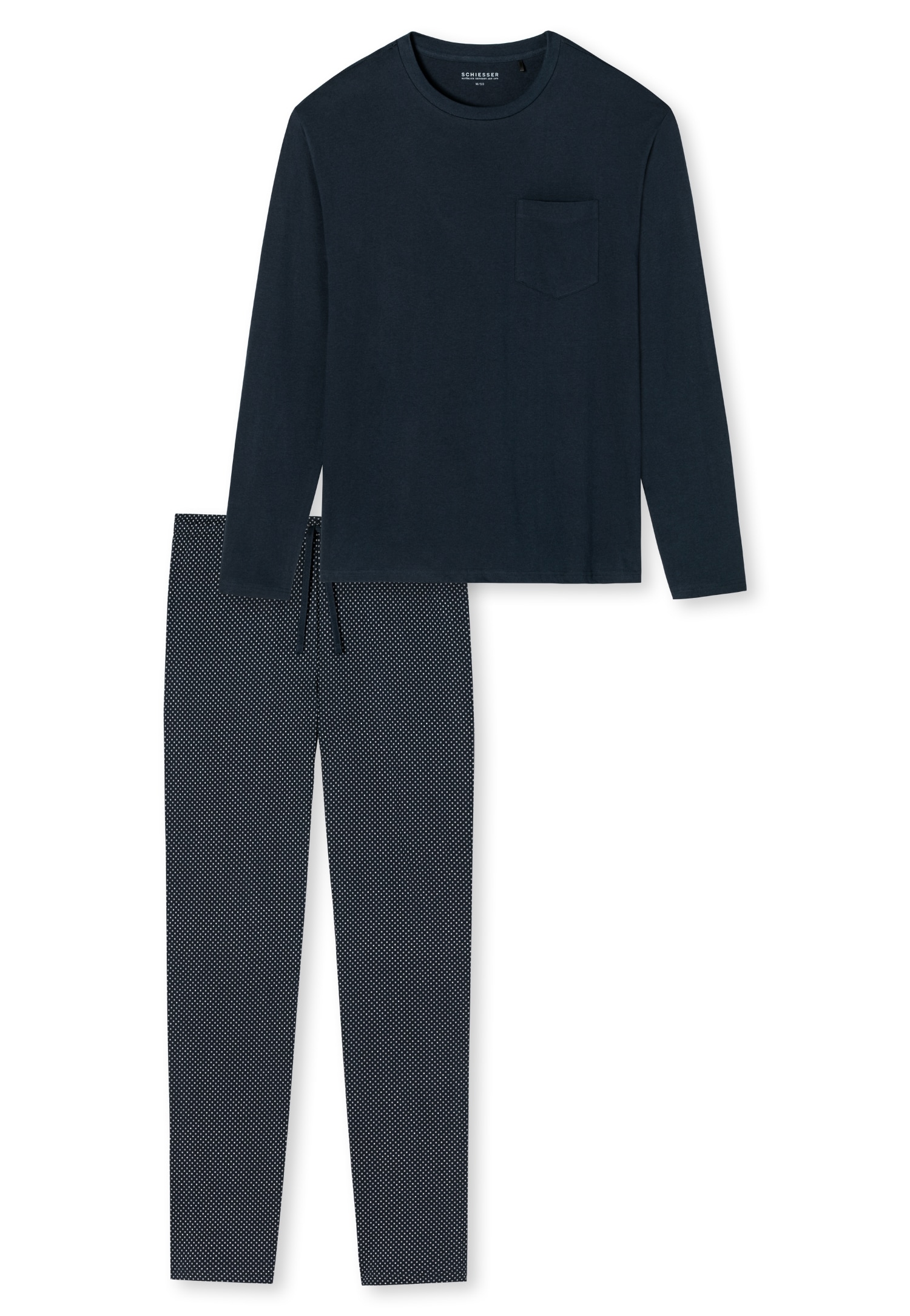 Schiesser Pyjama »"Ebony"«, (2 tlg.), mit rundem Halsausschnitt