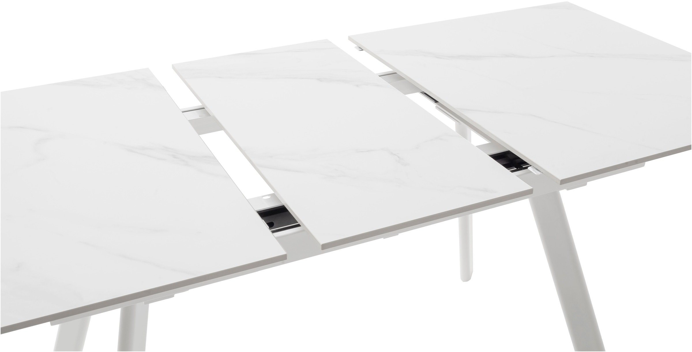 MCA furniture Esstisch »PARENZO Auzugtisch 140-180 cm weiss marmoriert - bis 8 Personen«, (1 St.), Keramik, Metall weiss, Synchronauszug, ausziehbar, 6-8 Personen