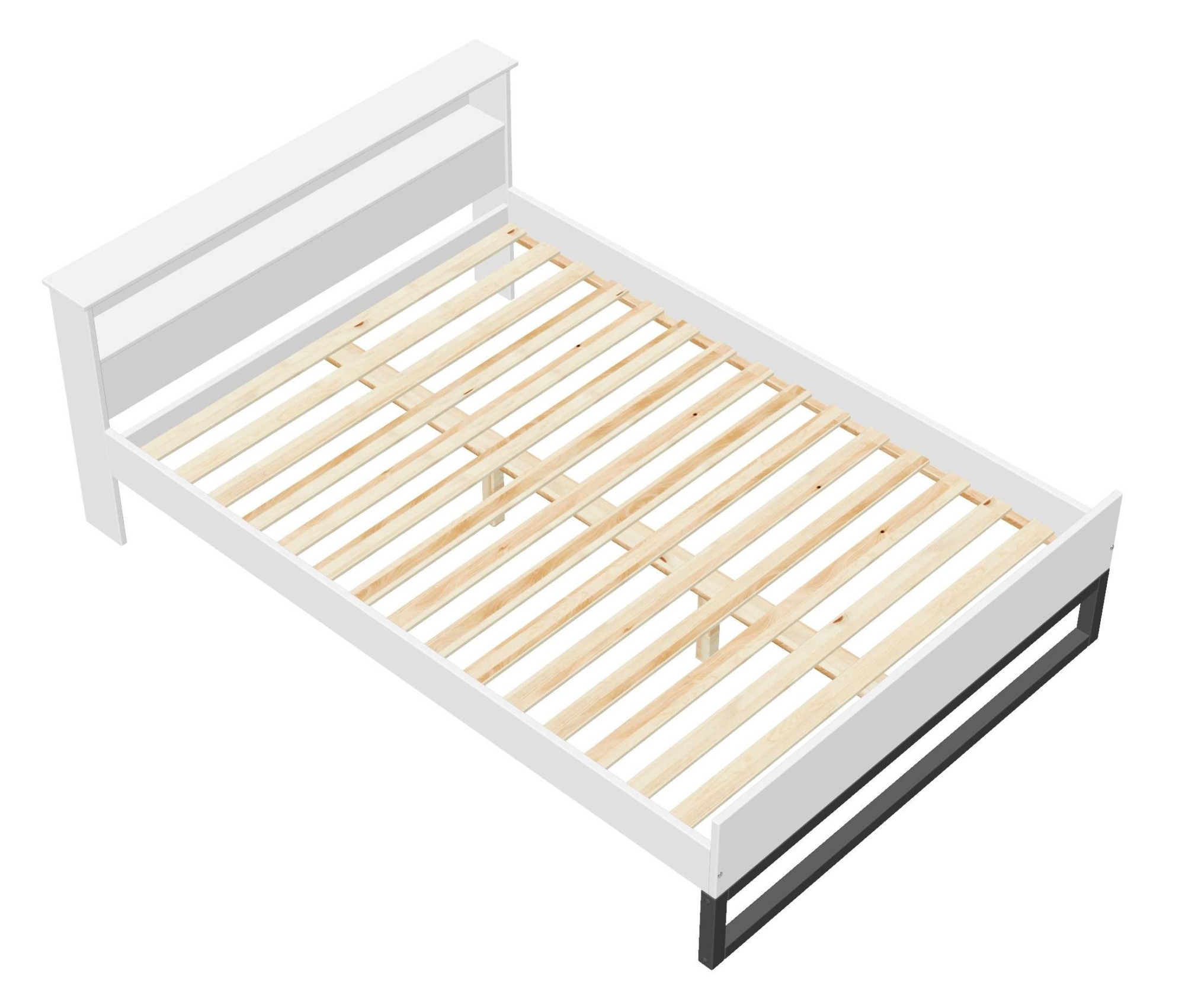 GOODproduct Massivholzbett »Pannor, Industrial Design, mit Regal, Lattenrost inklusive« Liegefläche Breite 140 oder 180cm,  Kufengestell, bis 200 kg belastbar, FSC-zertifiziert, Made in EU