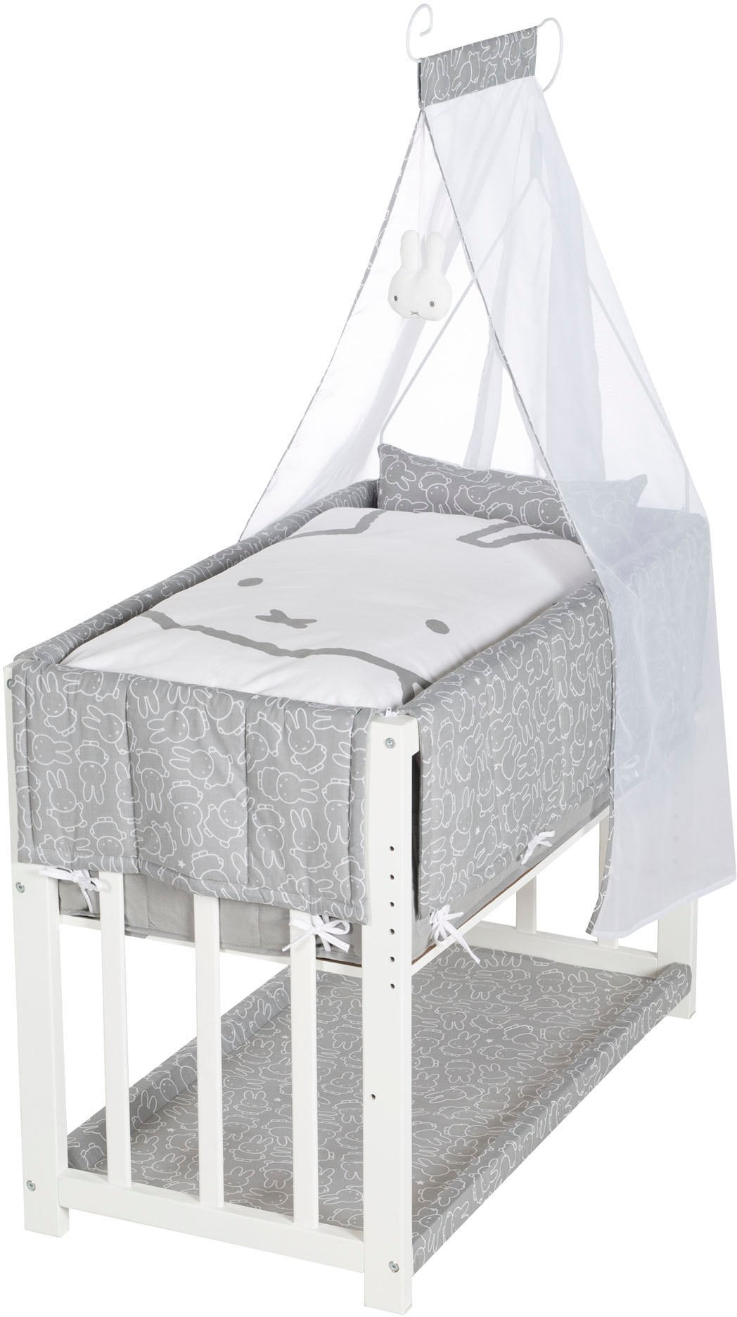 roba® Stubenbett »3in1, Miffy, weiss«, zu Elternbett oder Bank umbaubar, Liegefläche höhenverstellbar