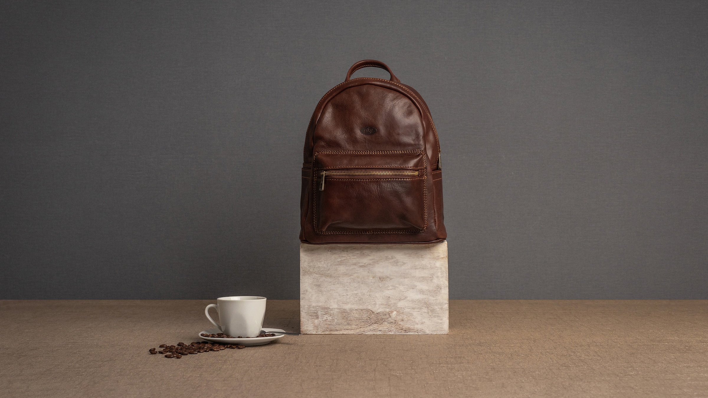 Piké Cityrucksack, echt Leder, Made in Italy