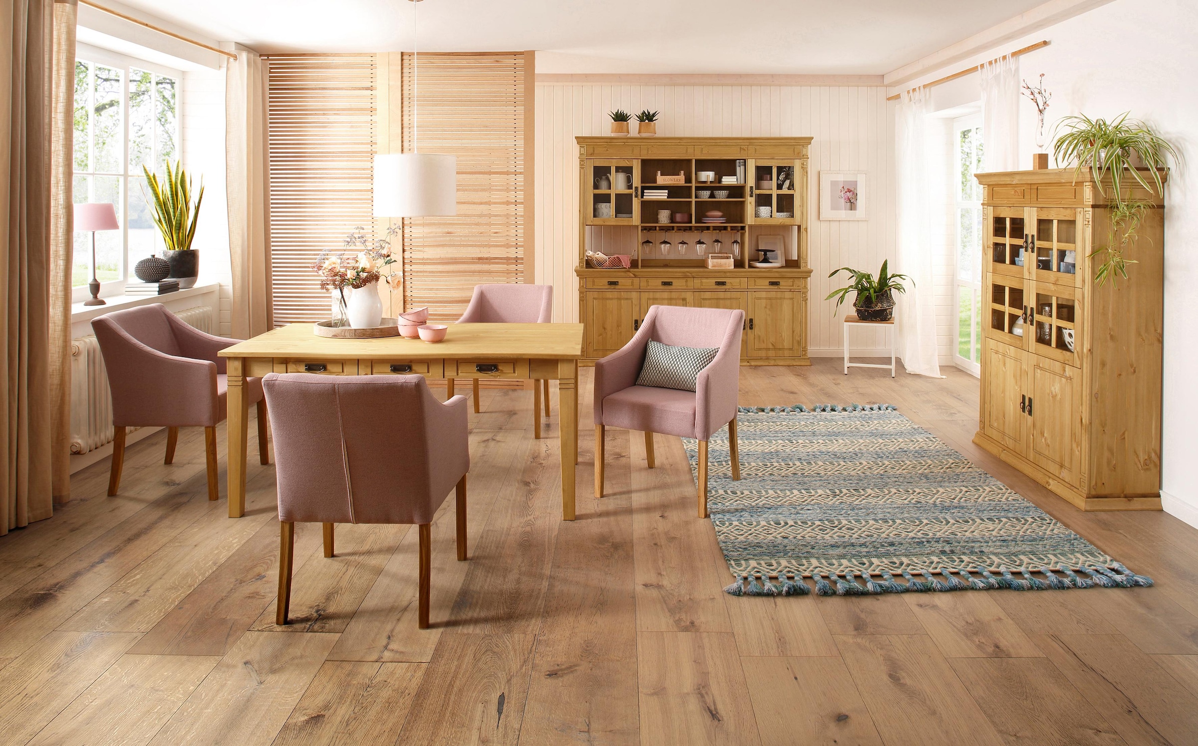 Sideboard Kommode im klassischen Landhausstil, Breite 202 cm