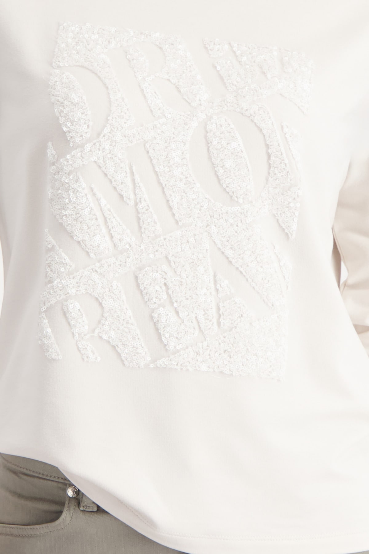 Monari Langarmshirt »Shirt Pailletten Stick« Regular fit mit Rundhalsausschnitt