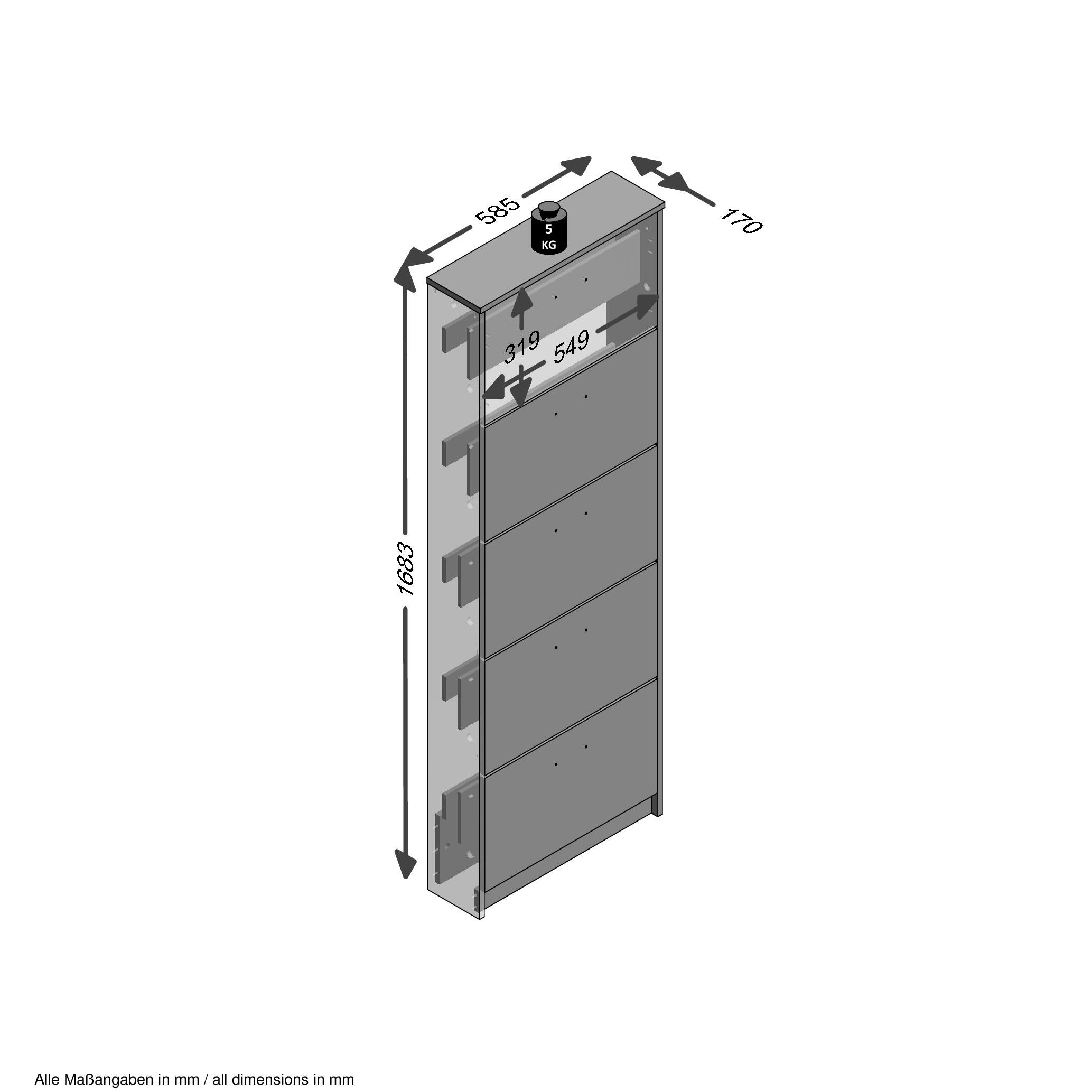 FMD Schuhschrank »Step 5«, Schuhkipper kaufen mit Tiefe 168,5 bequem 5 Höhe Schuhklappen, 17 cm, cm