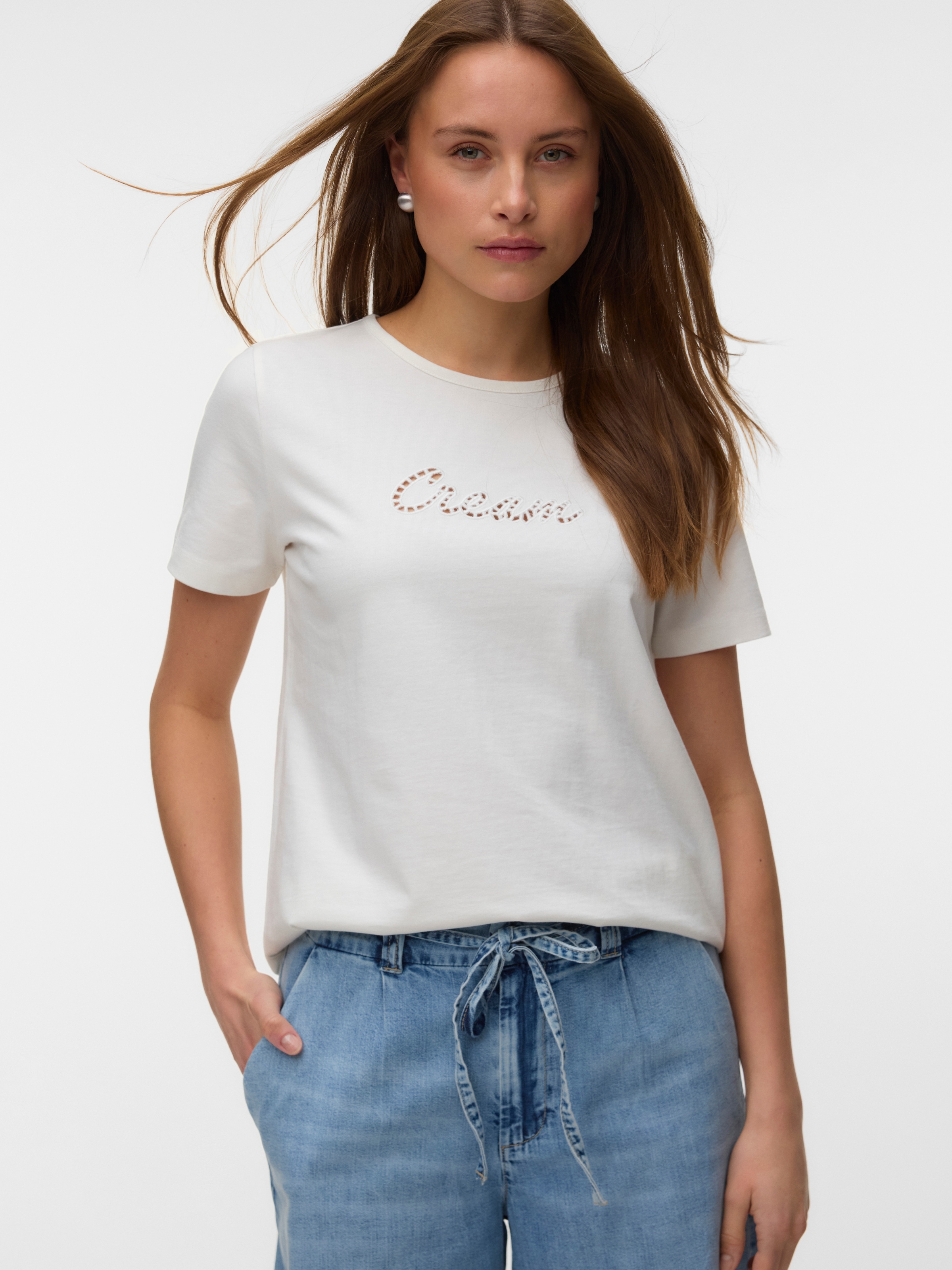 Vero Moda Kurzarmshirt »VMMIRANDA SIF SS TOP BOX JRS« Baumwolle, regular fit