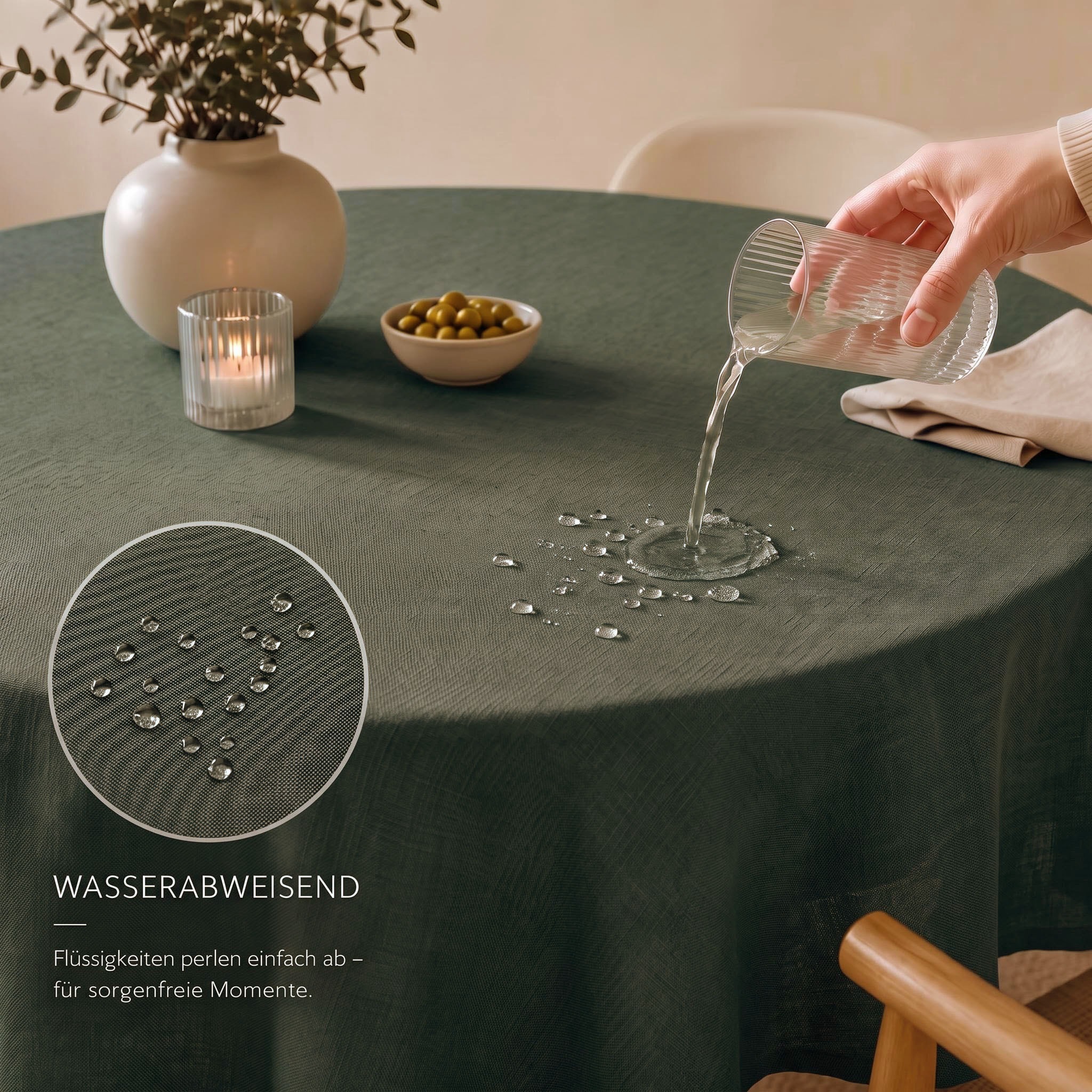 Image of GOODproduct Tischdecke "Josée, wasserabweisend, in eckig & rund" strukturiert, Leinenoptik, uni,wasserabweisend, pflegeleicht, Deko