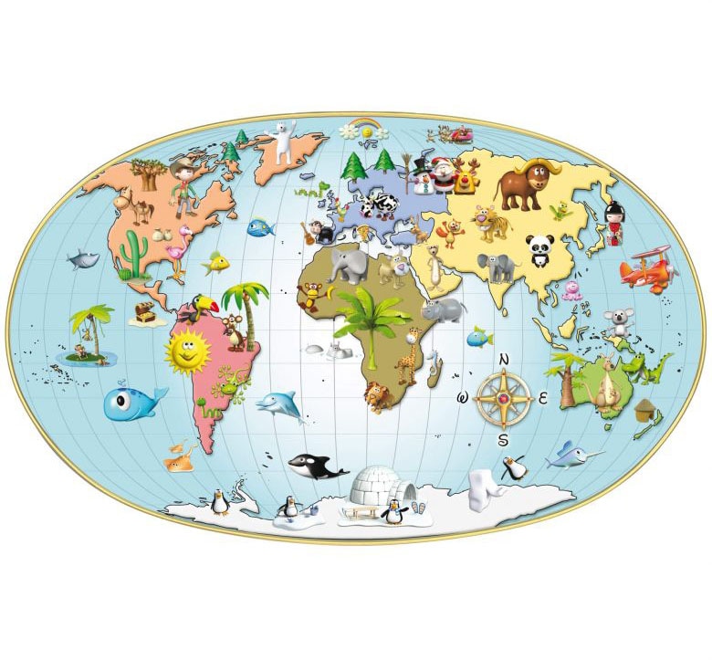 Lernhilfe«, Weltkarte (1 günstig Kinder »3D kaufen St.) Wandtattoo Wall-Art