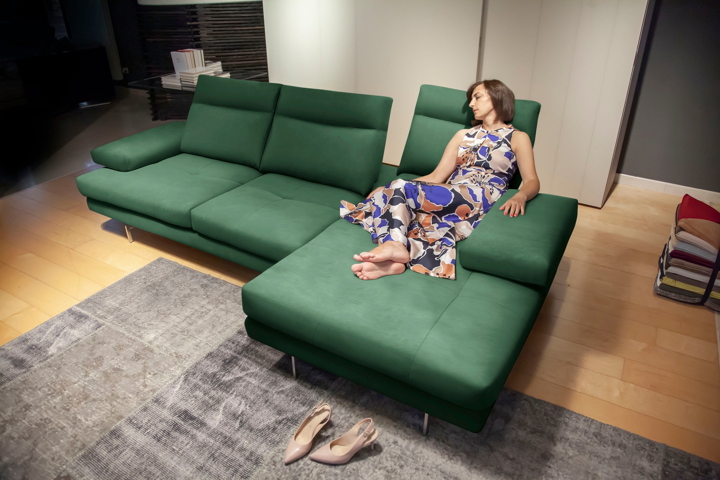 Image of CALIA ITALIA Ecksofa "Toby Wing, B/T: 288/153 cm, Designsofa mit hohem Sitzkomfort, L-Form" inklusive Sitztiefenverstellung, Füsse in chrom glänzend