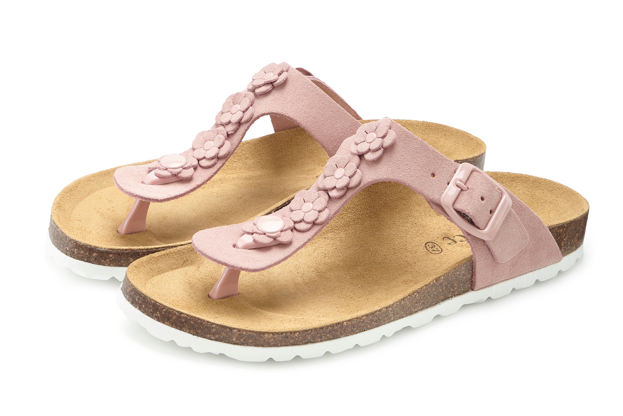 Vivance Pantolette »Mule, Sandale, offener Schuh, Sommerschuh,«  NOUVEAU en cuir avec semelle intérieure en liège et application fleurie