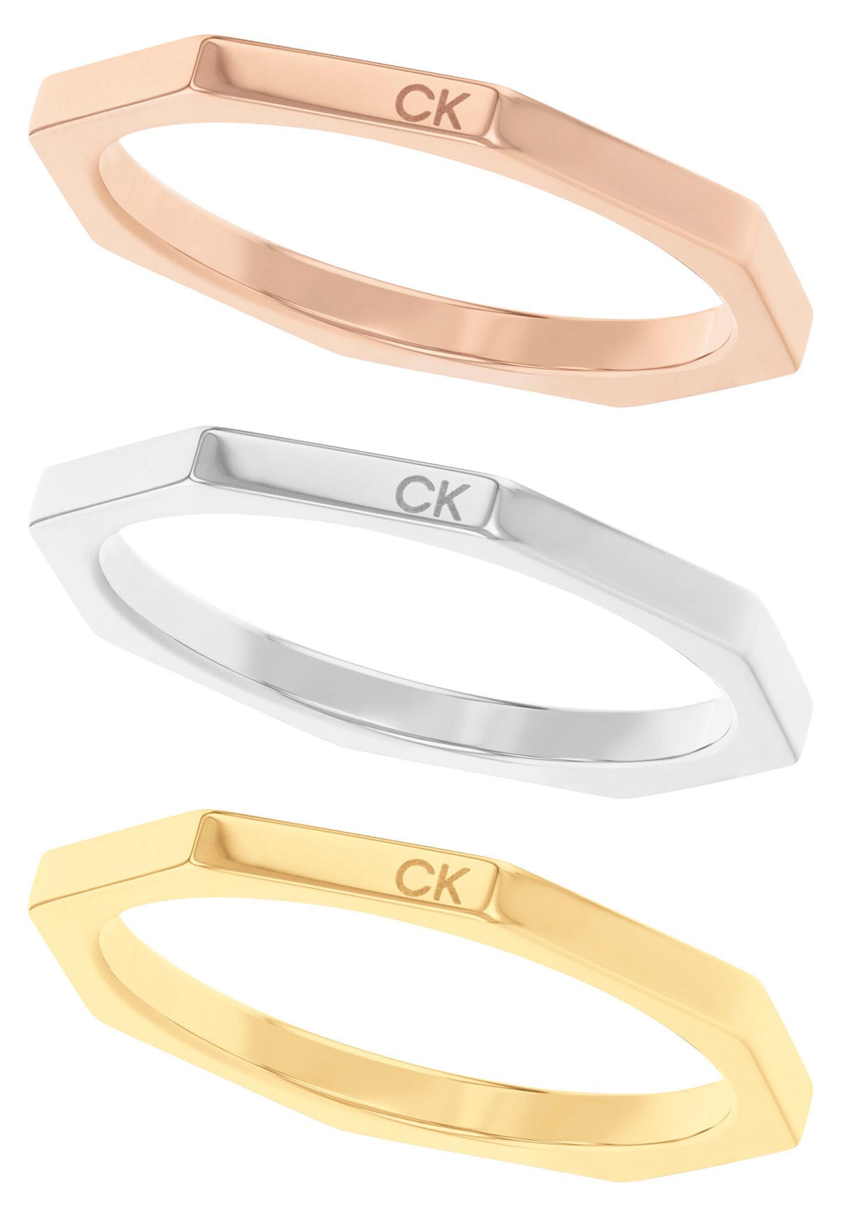Calvin Klein Ring-Set »Multipack Schmuck Edelstahl Fingerringe Ringset Damenringe SHAPES«, (Set, 3 tlg.)