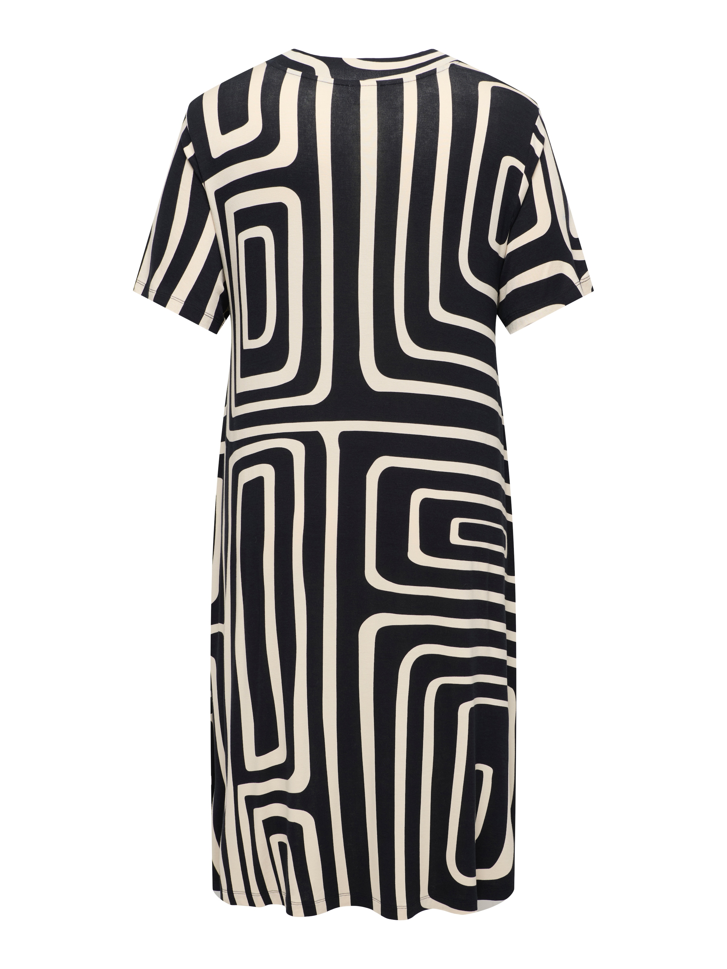 ONLY CARMAKOMA Shirtkleid »CARFYRLA LIFE S/S V-NCK BLK AOP DRE NOOS« Sommerkleid, weich fliessende Jersey Qualität