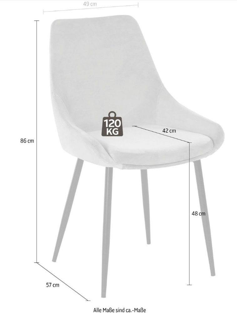 INOSIGN Esszimmerstuhl »Niam, TOPSELLER!, OTTOs Choice«, Samtvelours, 2er Set, schwarze Metallbeine, pflegeleichter Samtvelours Bezug