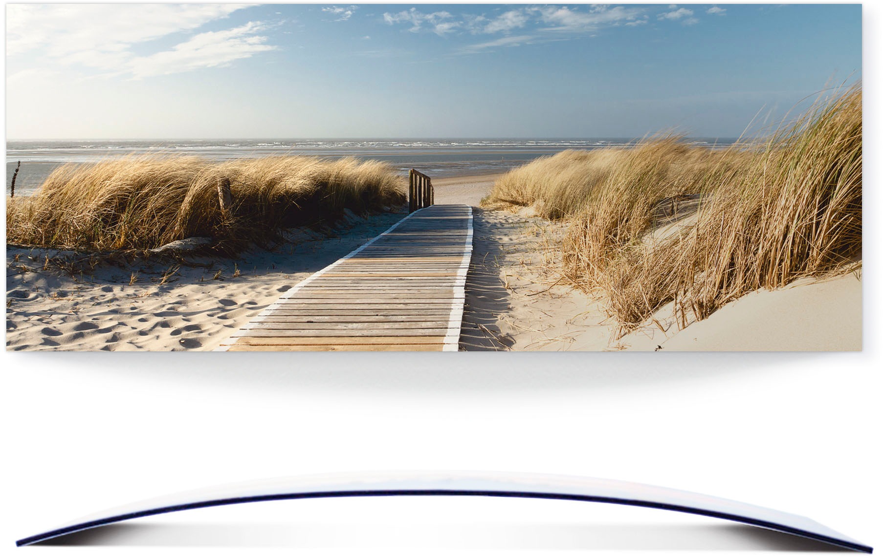 Image of Artland Wandbild »Nordseestrand auf Langeoog - Steg«, Strand, (1 St.), 3D Optik gebogen bei Ackermann Versand Schweiz