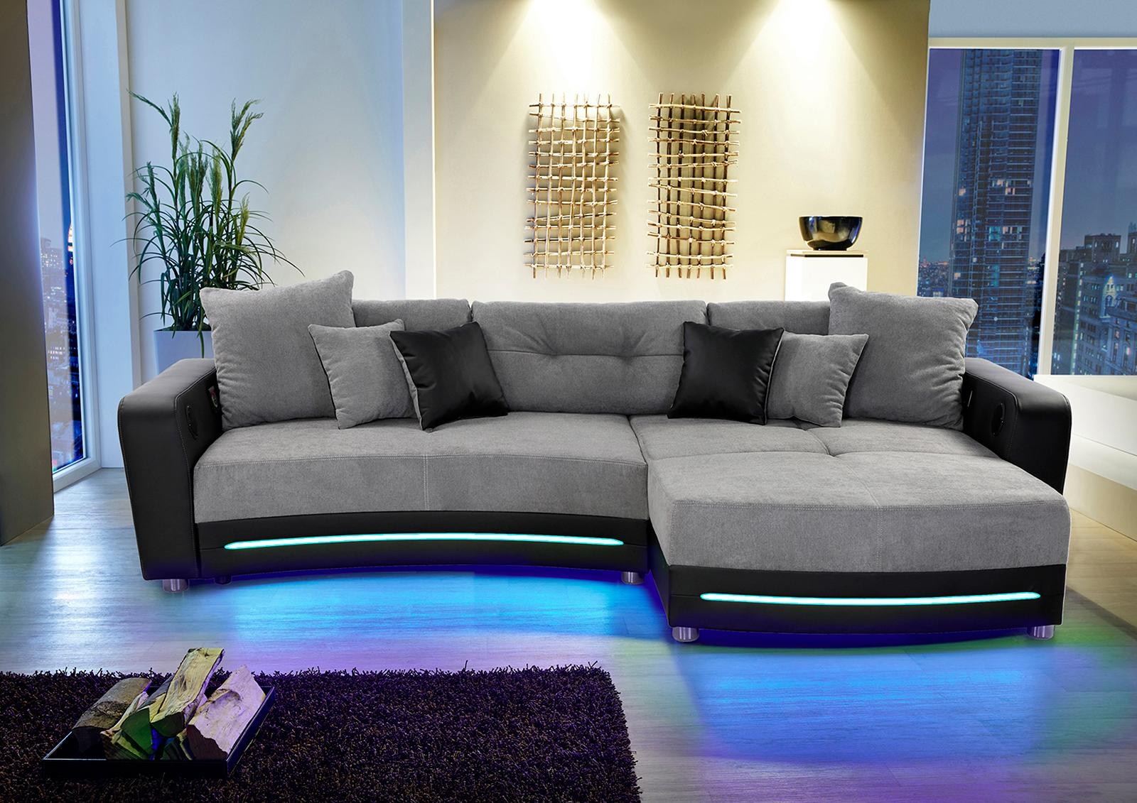 Image of Jockenhöfer Gruppe Ecksofa "Laredo L-Form, B: 322 cm" mit RGB-LED-Beleuchtung, Soundsystem & Zierkissen