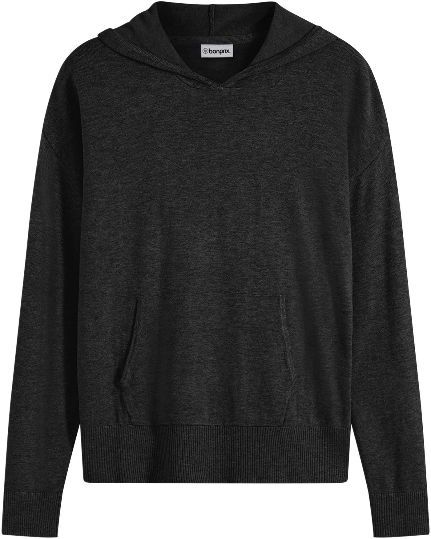 bonprix Pull en tricot aus Viskosemischung, mit Kapuze, mit Kängurutasche