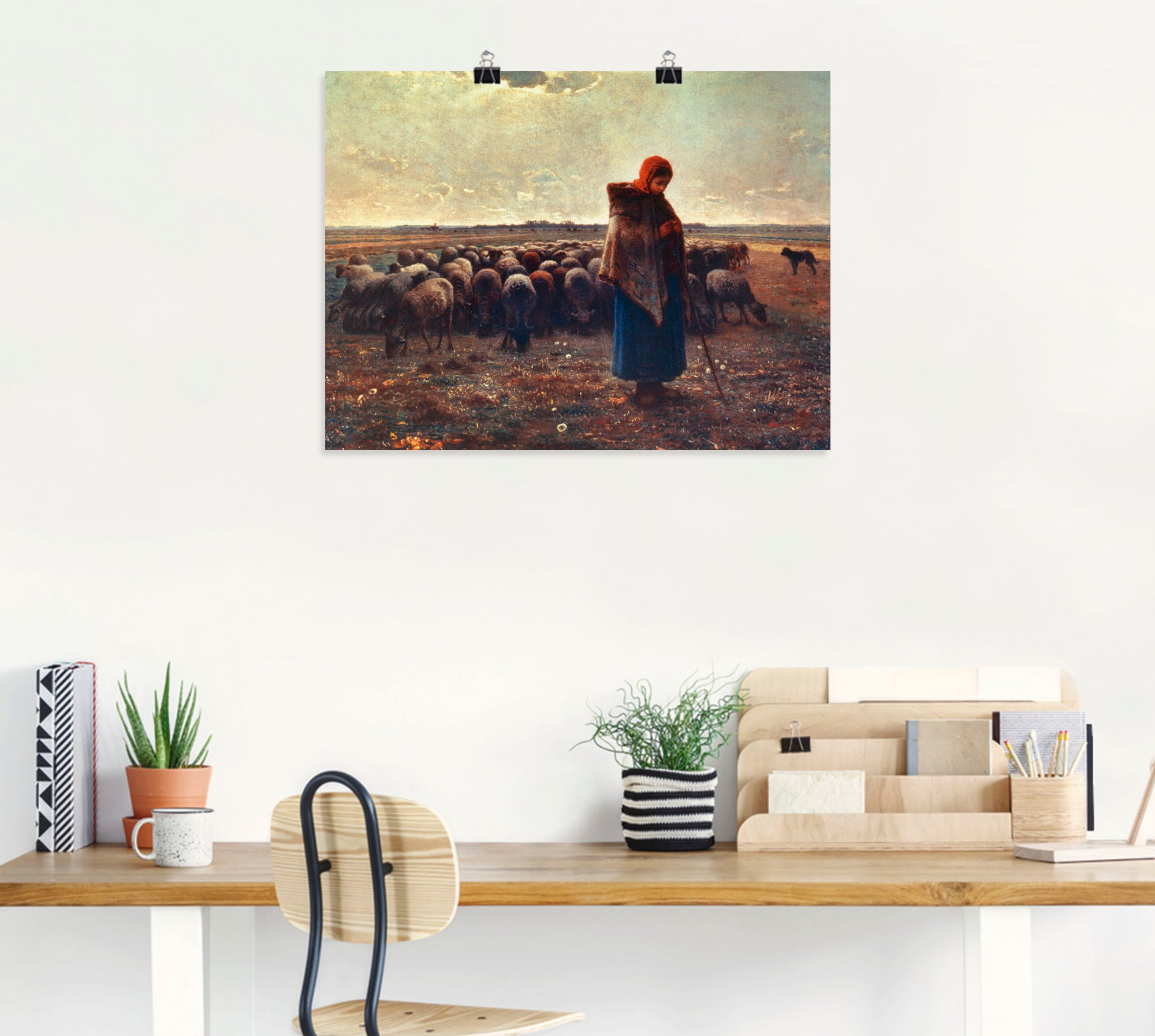 Artland Wandbild »Schäferin mit ihrer 1863«, Herde, in Alubild, als Wandaufkleber versch. Leinwandbild, Grössen kaufen St.), Berufe, oder Poster (1
