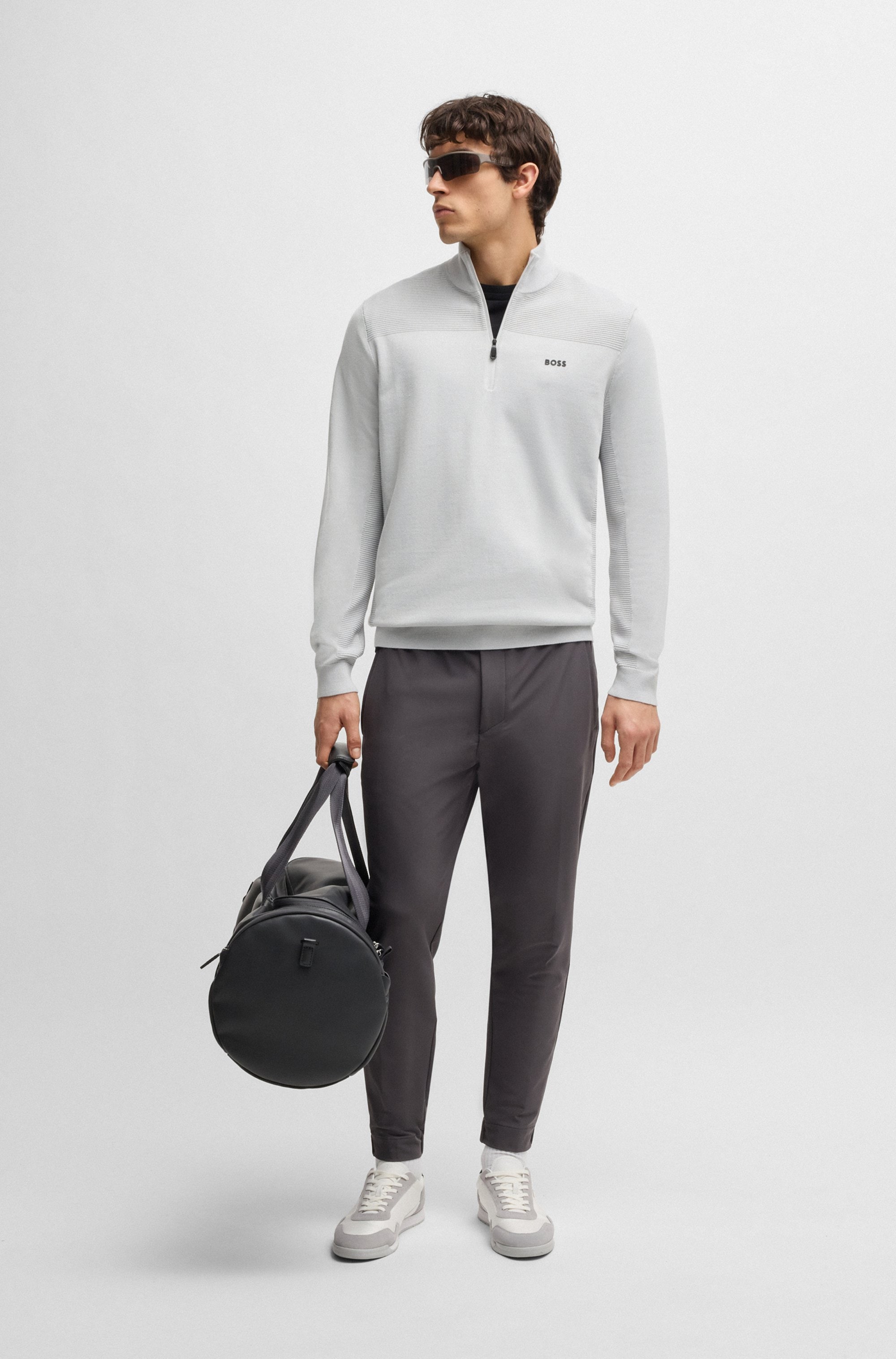 BOSS GREEN Strickpullover »Momentum-X QZ«, mit Reissverschluss