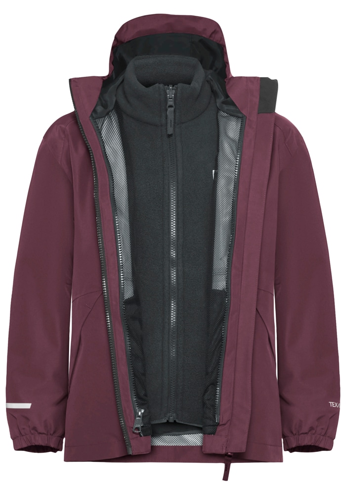Jack Wolfskin Veste fonctionnelle 3 en 1 »ICELAND 3IN1 JACKET K« avec capuche pour enfants, avec capuche fixe, respirant, coupe-vent, imperméable