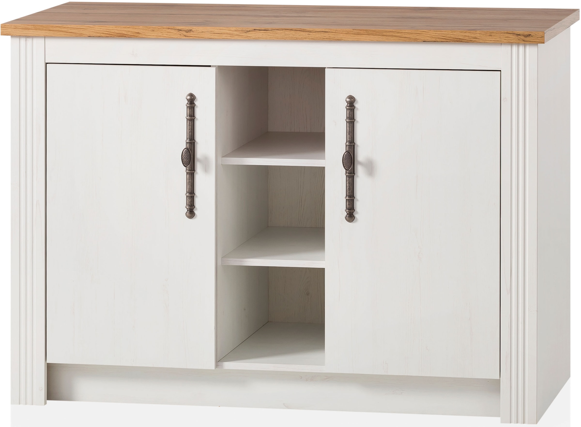 GOODproduct Küchenzeile »KS-Westminster, Pantryküche im Landhaus Stil, hochwertige Metallgriffe« Set,  Breite 194 cm, Kommode, Wandpaneel, Hängeschrank und Herdumbau