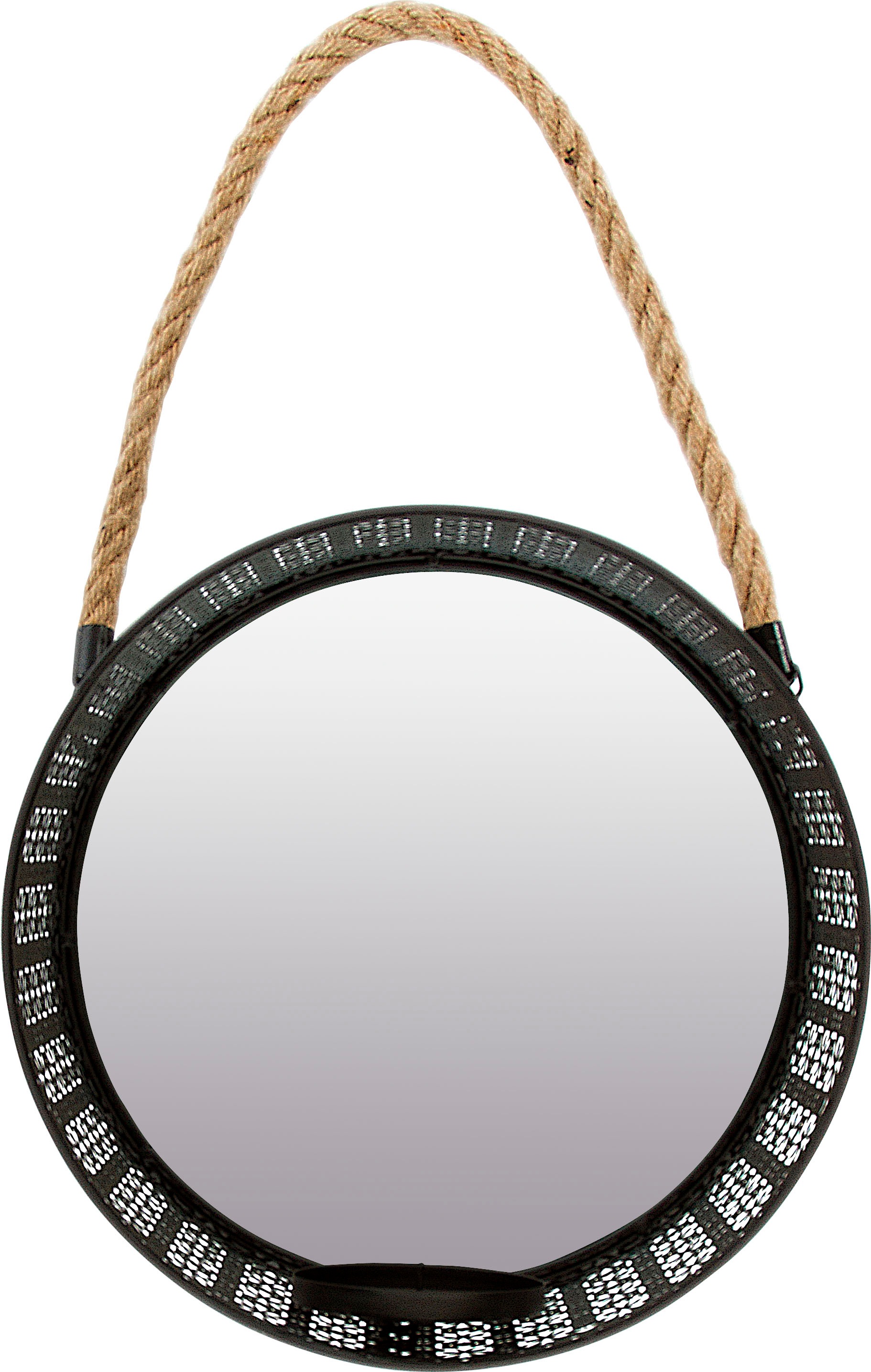 Image of Myflair Möbel & Accessoires Spiegelwandblaker »Andschana, schwarz«, (1 St.), Wanddeko, Wanddekoration, Wandkerzenhalter, Wandleuchter mit Spiegel, gross, rund, Ø 28 cm, Shabby Optik, Wohnzimmer bei Ackermann Versand Schweiz