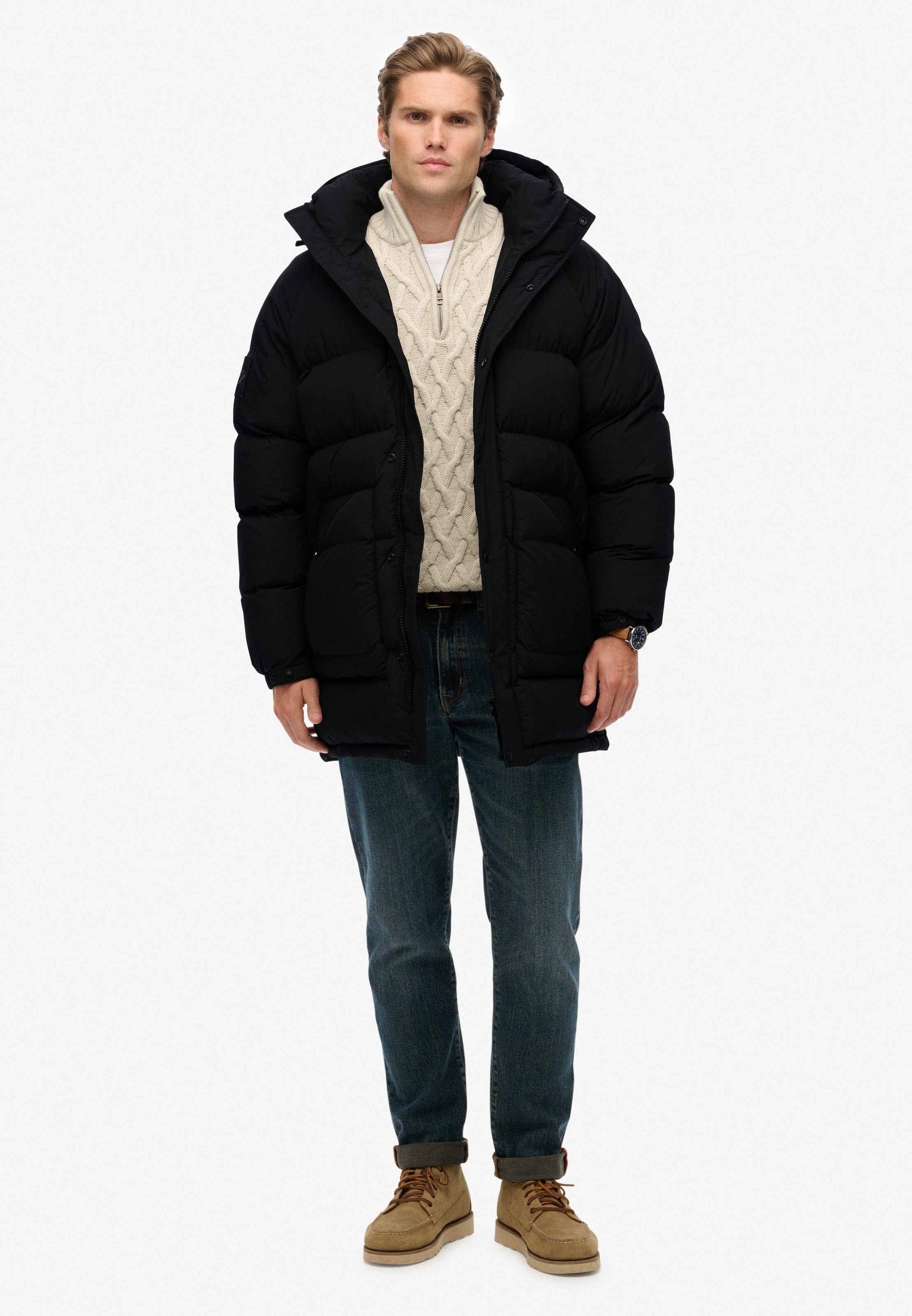 Superdry Steppjacke »XPD LONGLINE BAFFLE PARKA«, mit Kapuze