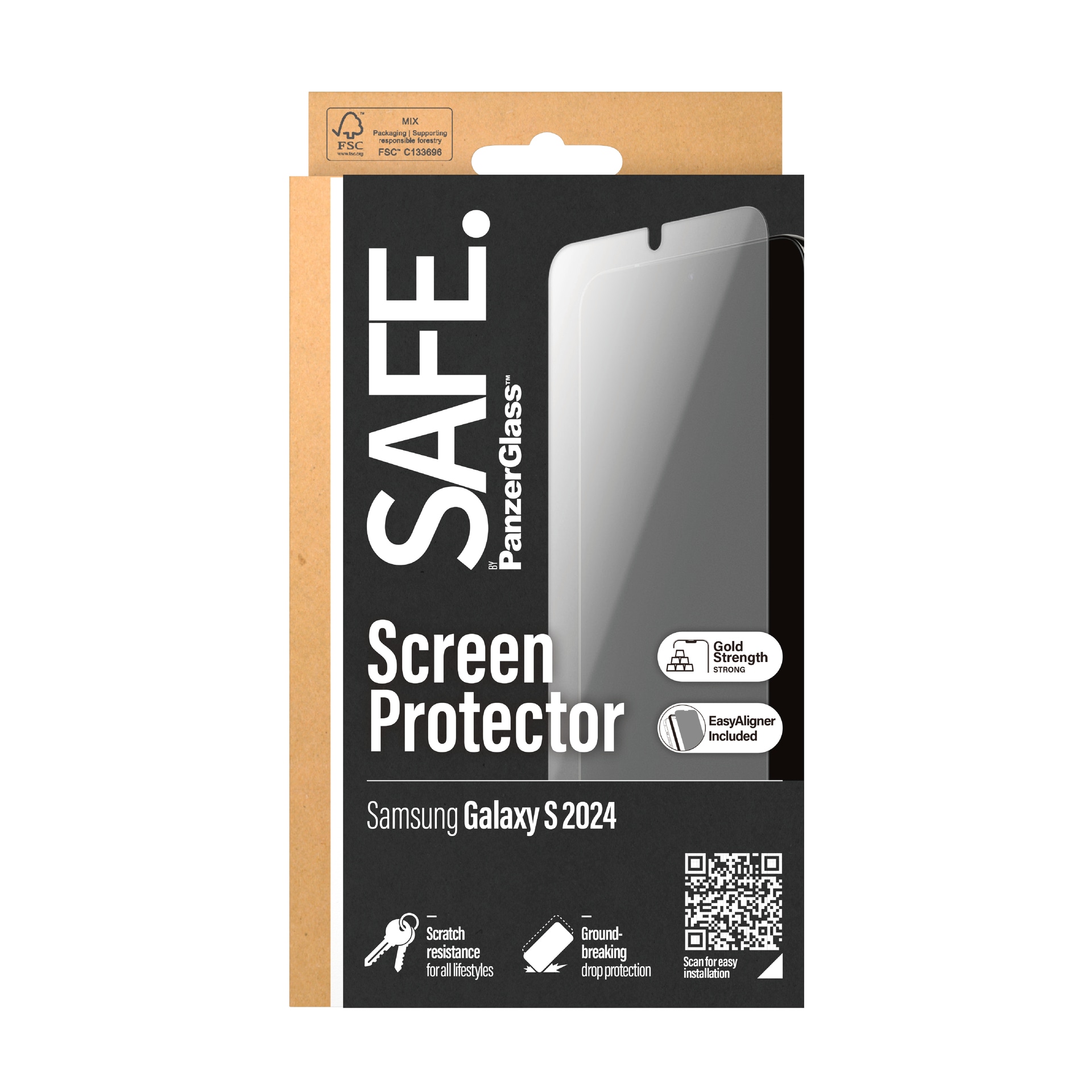 SAFE by PanzerGlass Displayschutzglas »Ultra Wide Fit Screen Protector«, für Samsung Galaxy S24, Displayschutzfolie, stossfest, kratzbeständig