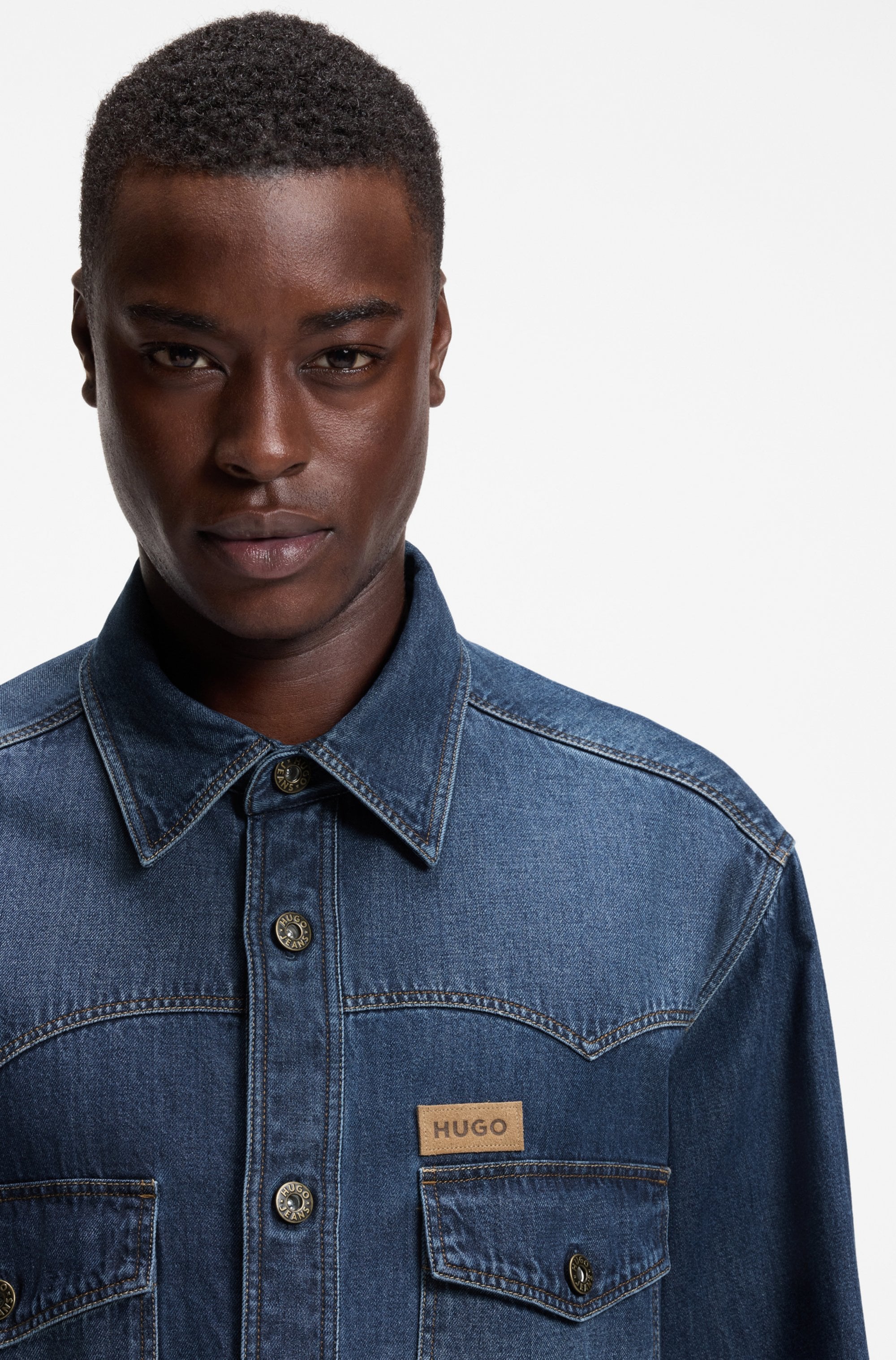 HUGO Chemise en jean »Ebant« coupe oversize, coton pur