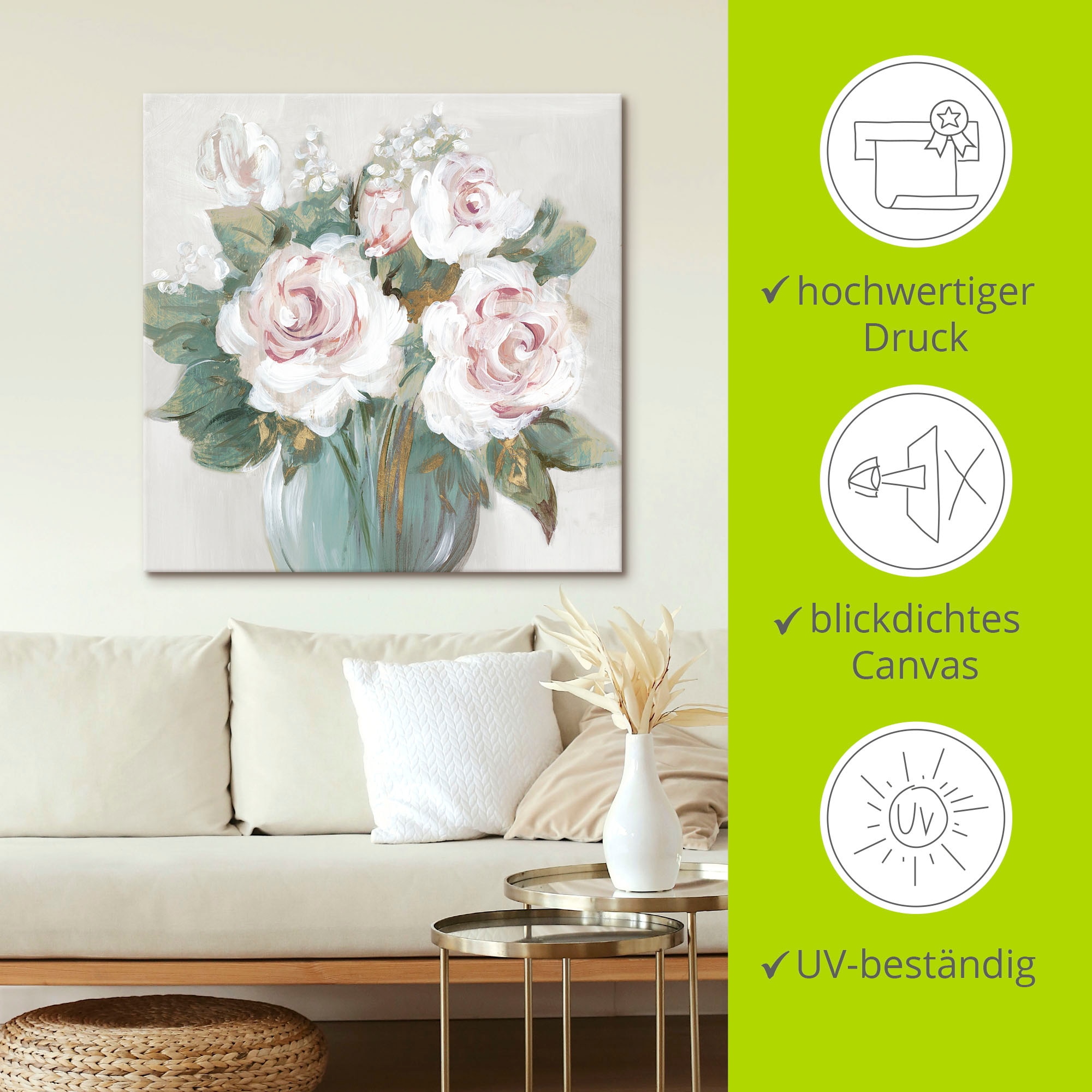 Artland Tableau sur toile »Goldener Blumenstrauss« 1 cuis tlg. auf Holzrahmen gespannt