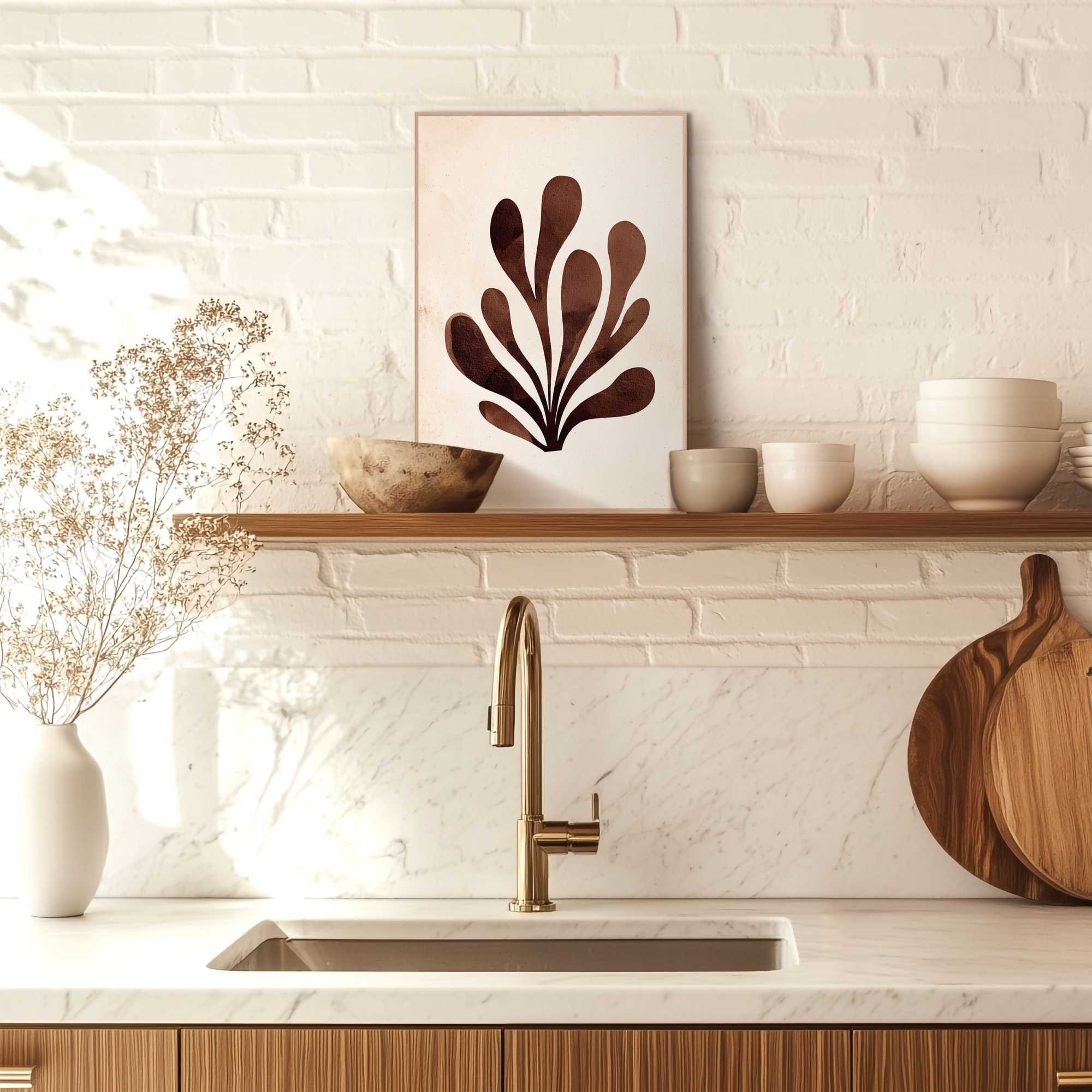 Image of Reinders Bild mit Rahmen "Abstrakte Pflanze" 1 Stk. tlg. Wohnzimmer - Beige - MDF - Abstrakt - 20x30 cm
