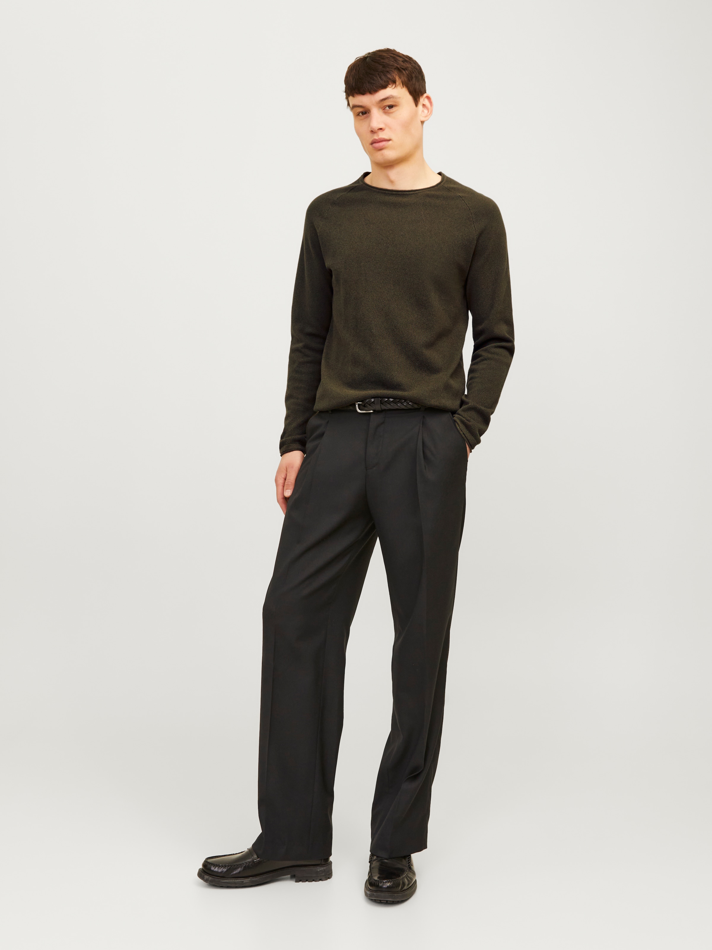 Jack & Jones Rundhalspullover »JJEHILL Pullover mit angenehmem Tragegefühl« Modisch, schmal, Baumwolle, Rundhals