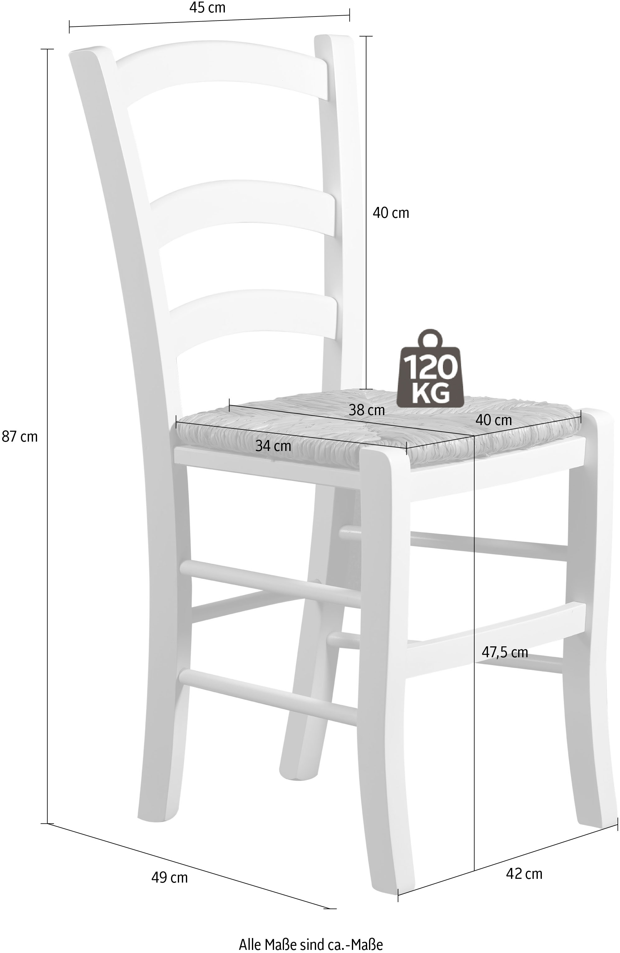 Home affaire Esszimmerstuhl »Super Paesana«, (Set), 2 St., aus Massivholz Buche mit Sitz aus Grasgeflecht