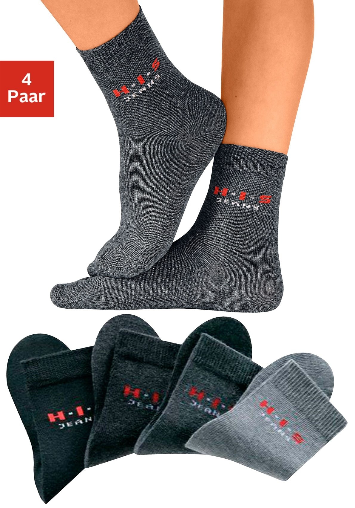 H.I.S Basicsocken, (4 Paar), mit kontrasfarbenem Logo versandkostenfrei auf | Lange Socken
