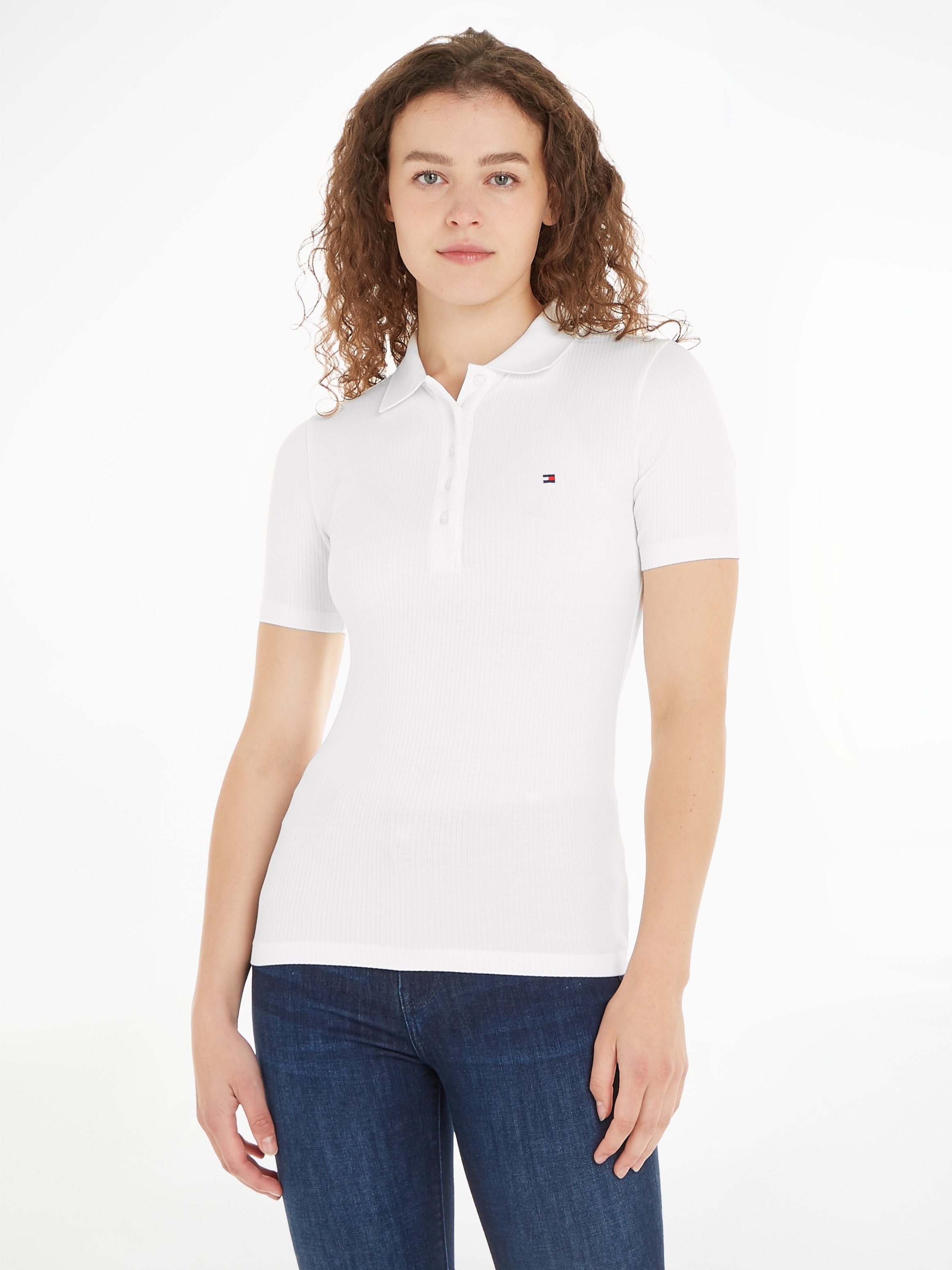 Poloshirt »SLIM 5X2 RIB POLO«, mit langer Knopfleiste