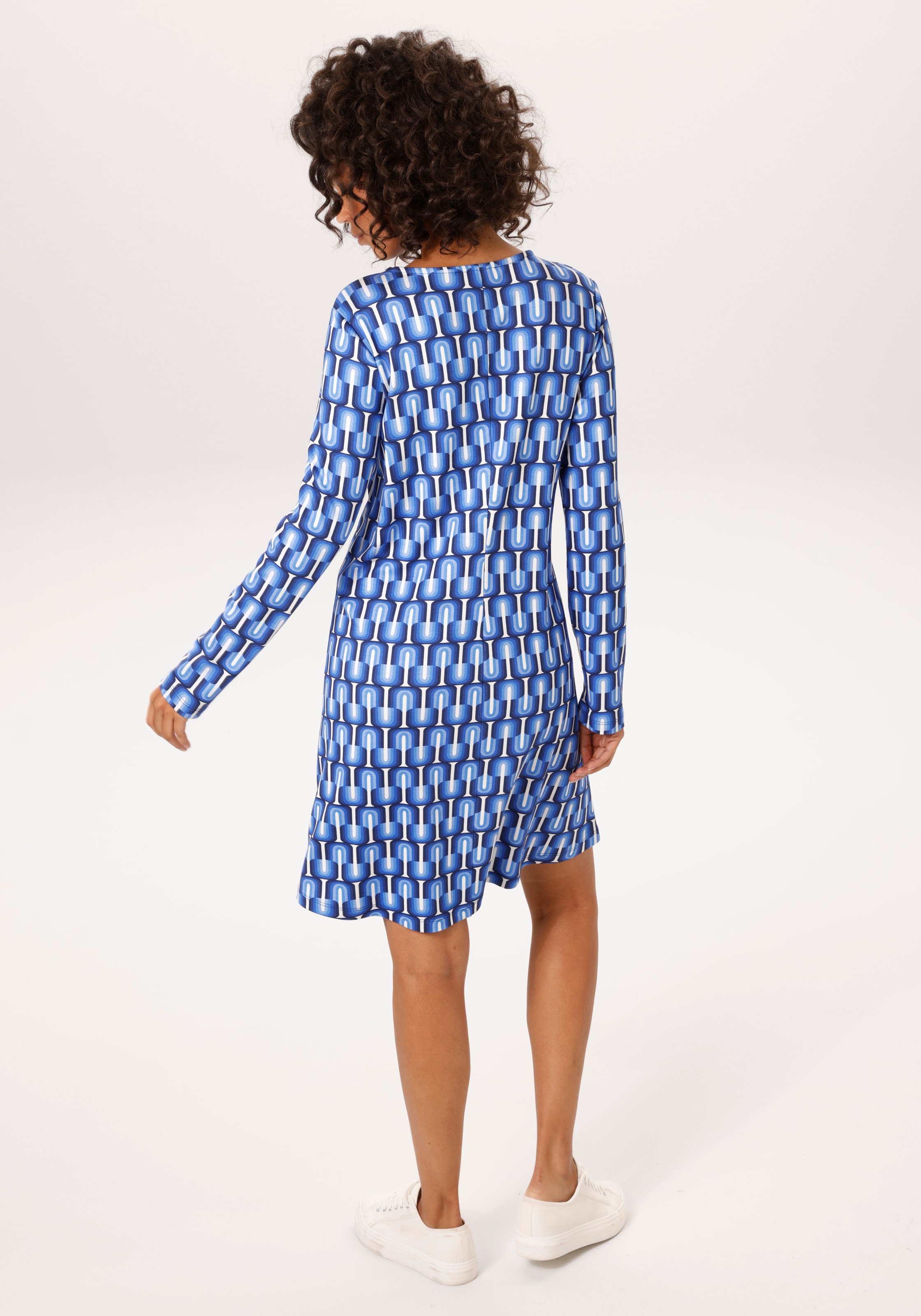 Aniston CASUAL A-Linien-Kleid mit farbharmonischem Retro-Druck - NEUE KOLLEKTION