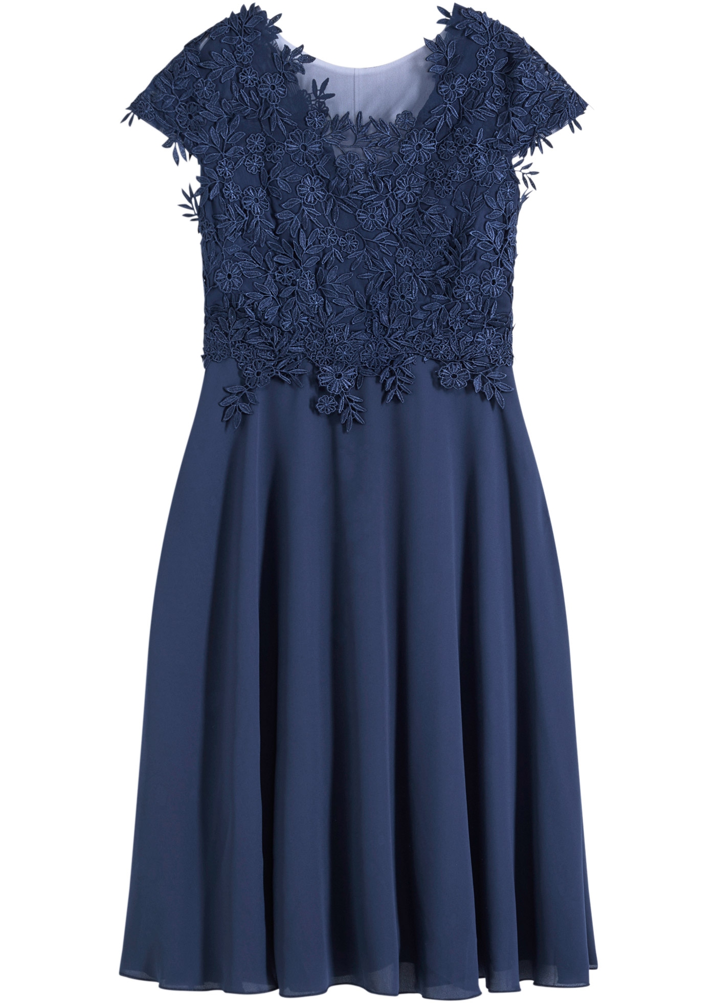 bonprix Midikleid festlicher Stil, aus Tüllmaterial mit Spitze, ausgestellte Passform