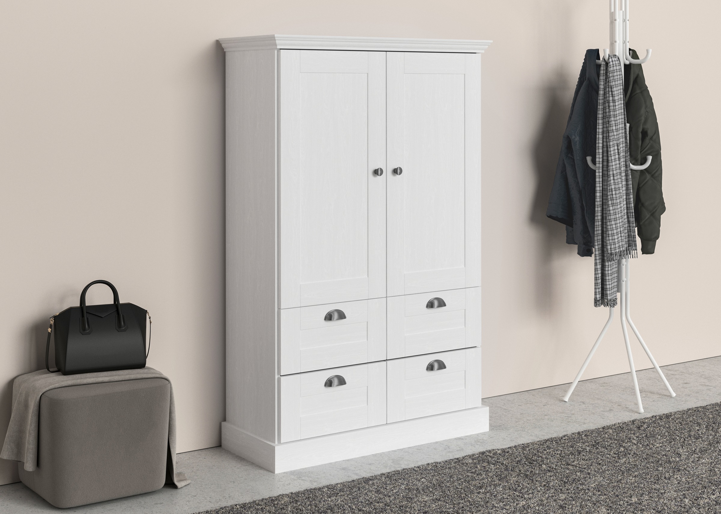 Image of GOODproduct Wäscheschrank "Motala" B/H/T ca. 83x130x35cm, mit 2 grosse Schubladen, Breite 83 cm, Höhe 130 cm