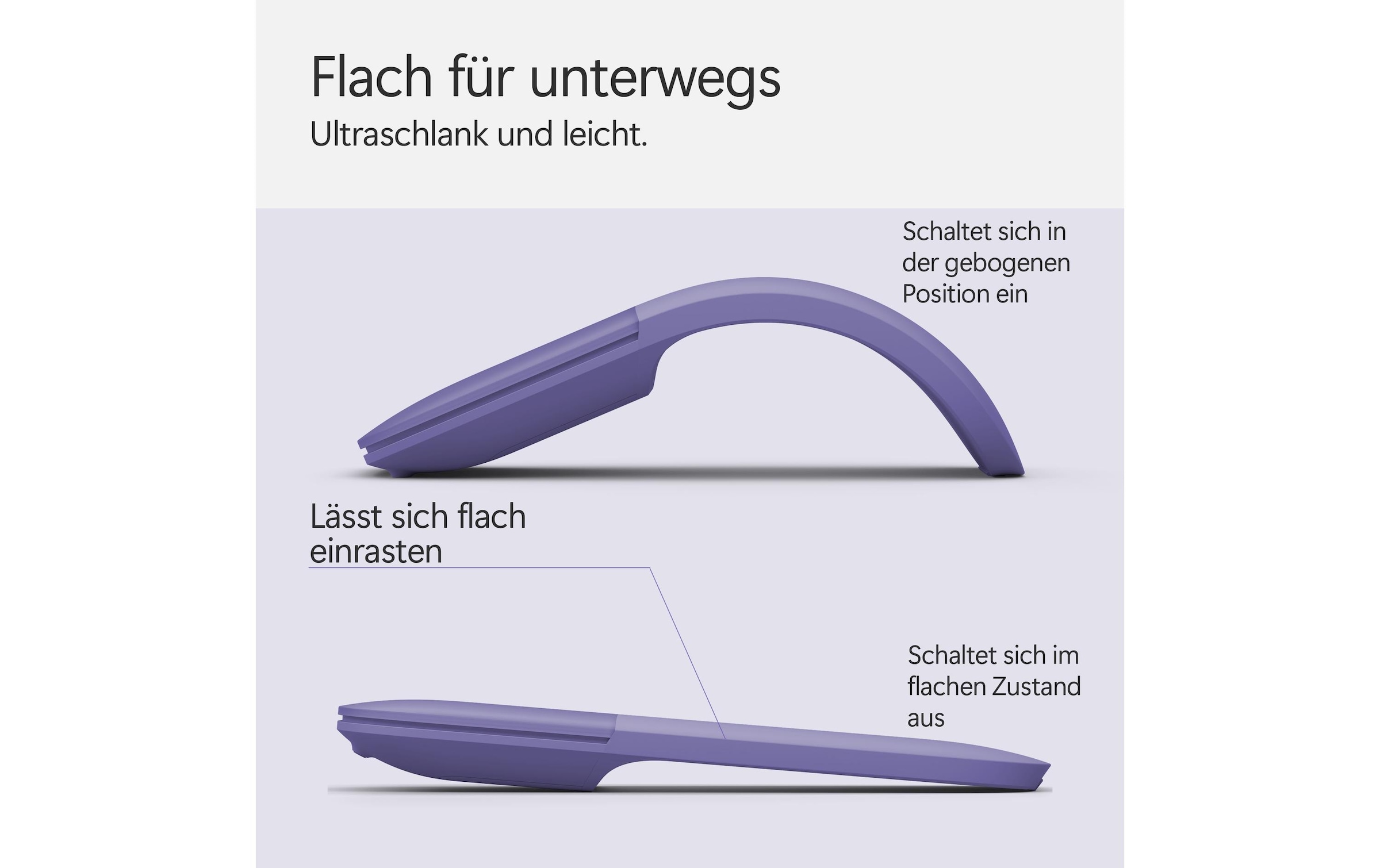 Microsoft Maus »Surface Arc Mouse«, Bluetooth, faltbar, Touch Oberfläche, Scrollrad-Emulation