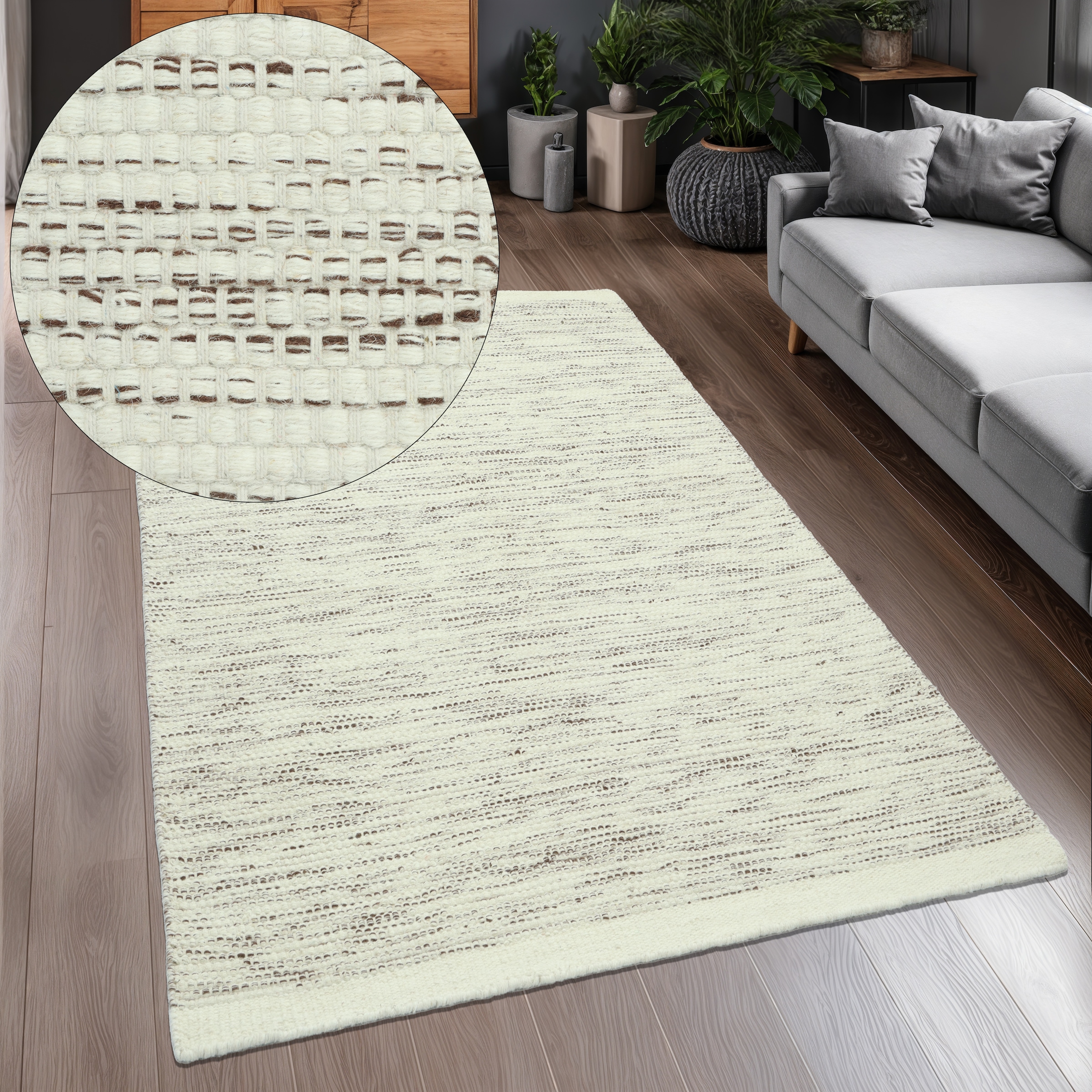 GOODproduct Teppich »Lirra, mit hohem Wollanteil, Wolle-Baumwoll-Mix« rechteckig 6 mm Höhe zeitloses Design, Webstruktur, Wohnzimmer, Schlafzimmer, Esszimmer