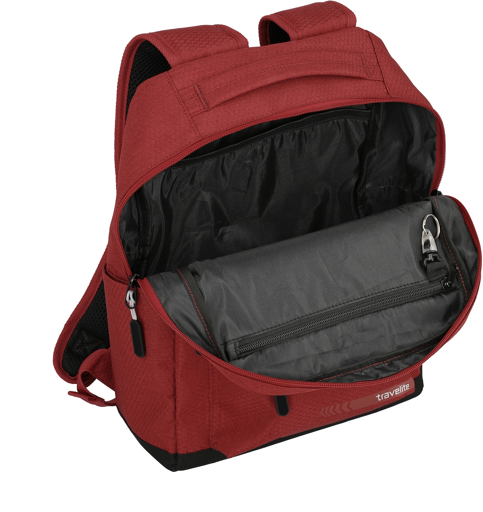 travelite Laptoprucksack »Kick Off M,40 cm, rot«, Arbeitsrucksack Schulrucksack Freizeitrucksack mit 13-Zoll Laptopfach