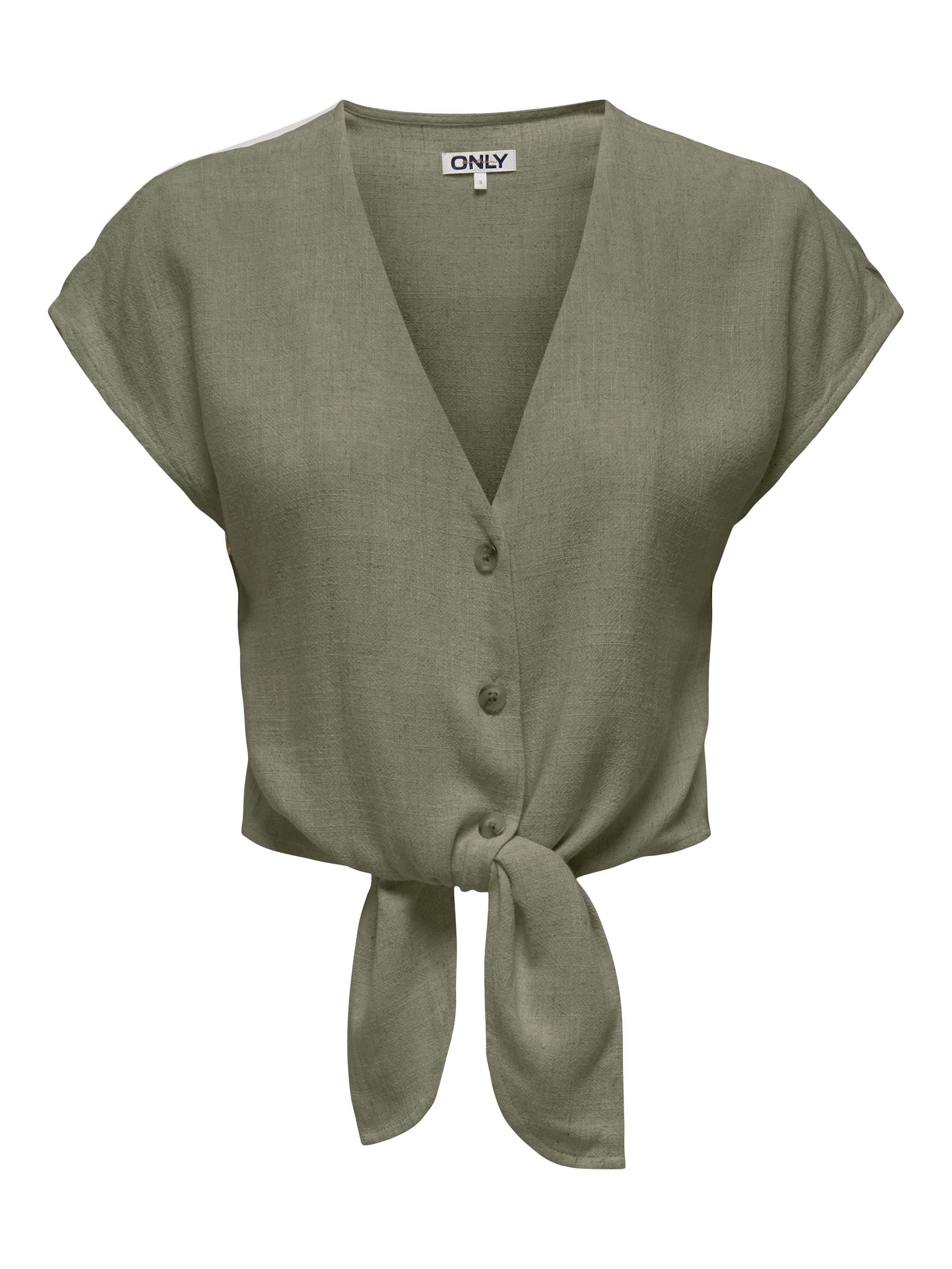 ONLY Blouse à manches courtes »ONLSIESTA SS KNOT LIN BL SHIRT PNT NOOS« mélange viscose, coupe régulière