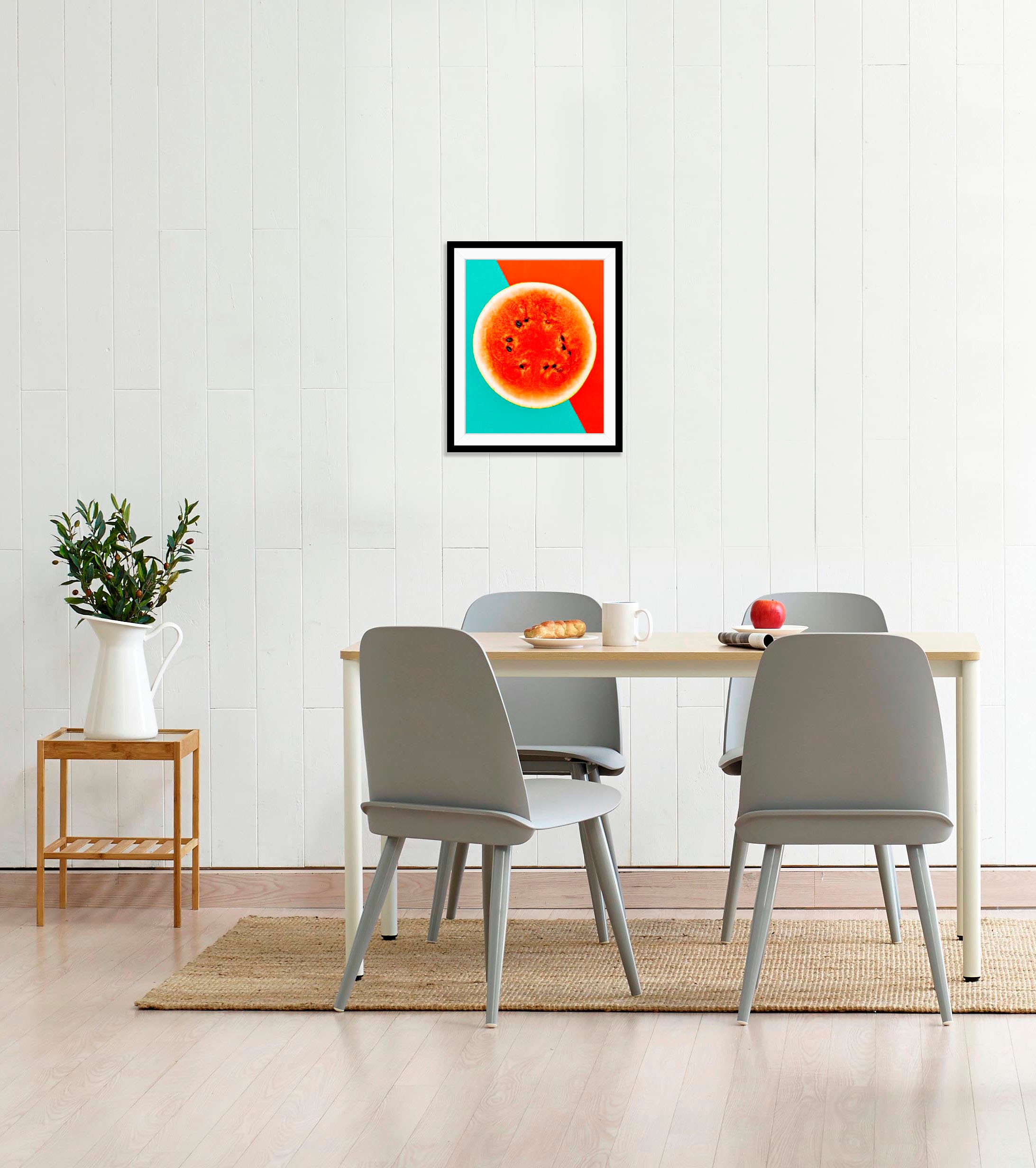 Image of queence Bild "Nils" Essen Figuren Kunst Lebensmittel Obst Obst Bilder 1 Stk. tlg. HD Premium Poster-Druck inkl. Holzrahmen