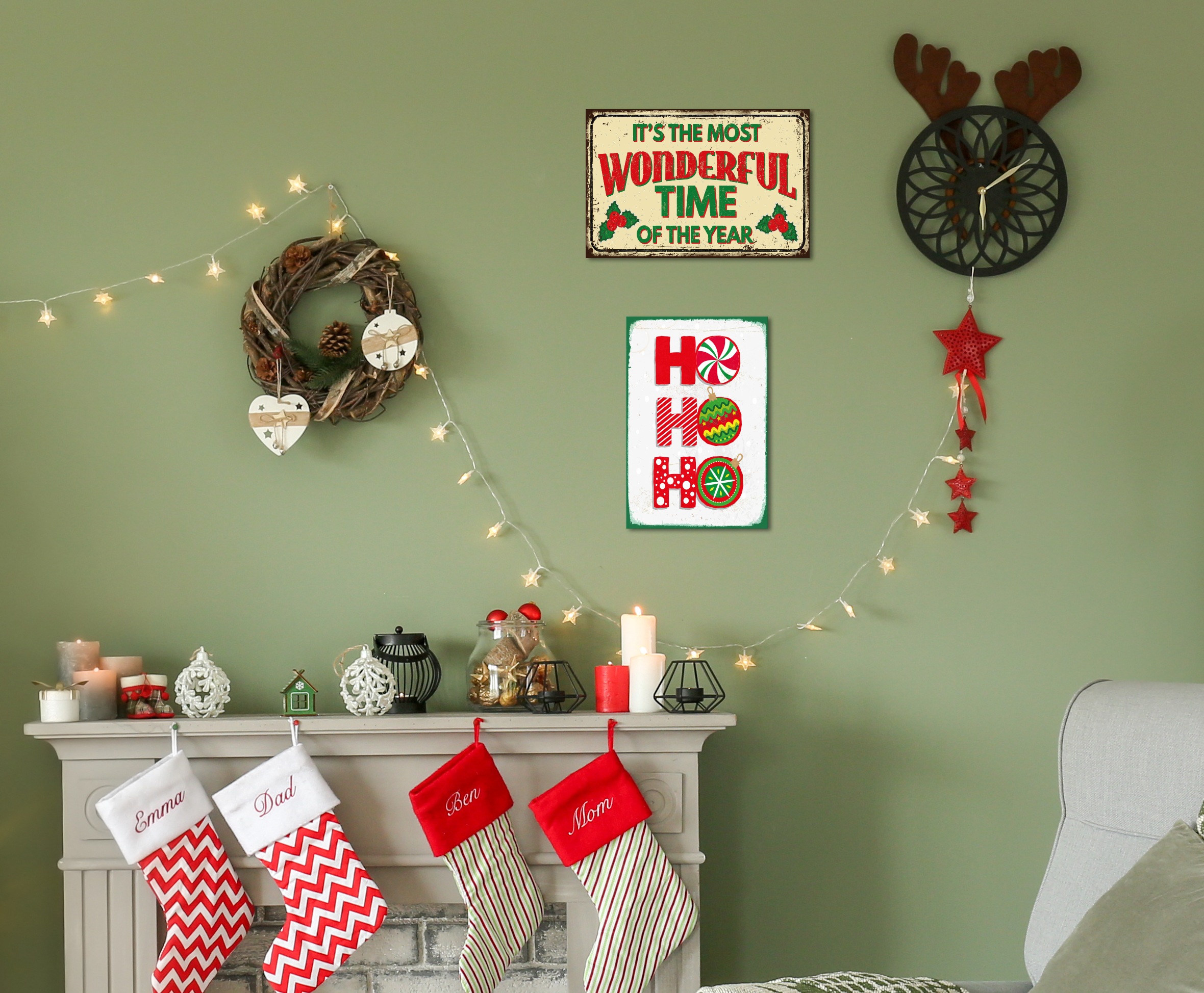 Image of GOODproduct Metallbild "Christmas Weihnachten Stahlschilder Blechschilder 2er-Set" Schriftzüge Weihnachten Set, 2er-Set, 20x30x0,1cm - mit Lochbohrung
