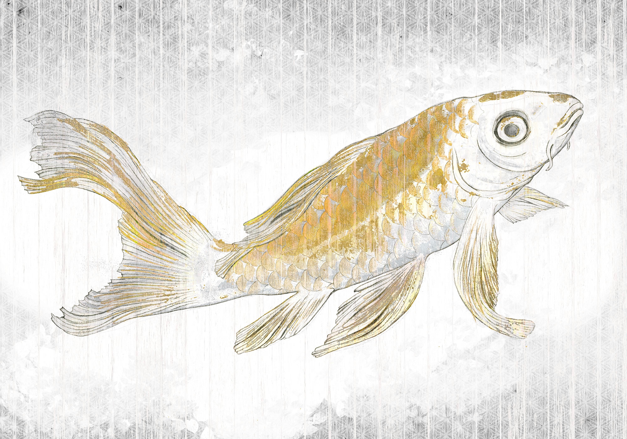 Image of Komar Vliestapete "Digitaldruck Vlies - Golden Koi - Grösse 400 x 280 cm" bedruckt glatt Wohnzimmer, Schlafzimmer