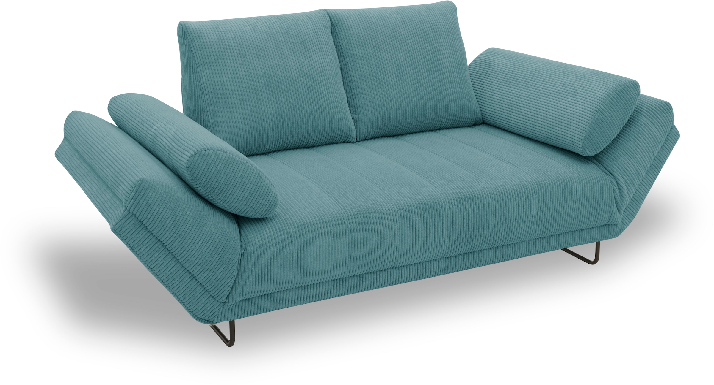 INOSIGN Schlafsofa »Jadelyn mit klappbaren Armlehnen, Bettsofa mit Federkern, Breite 250cm«, Federkern, Cord-Bezug, incl. 2 Armlehnkissen, Liegefläche 97x250 cm
