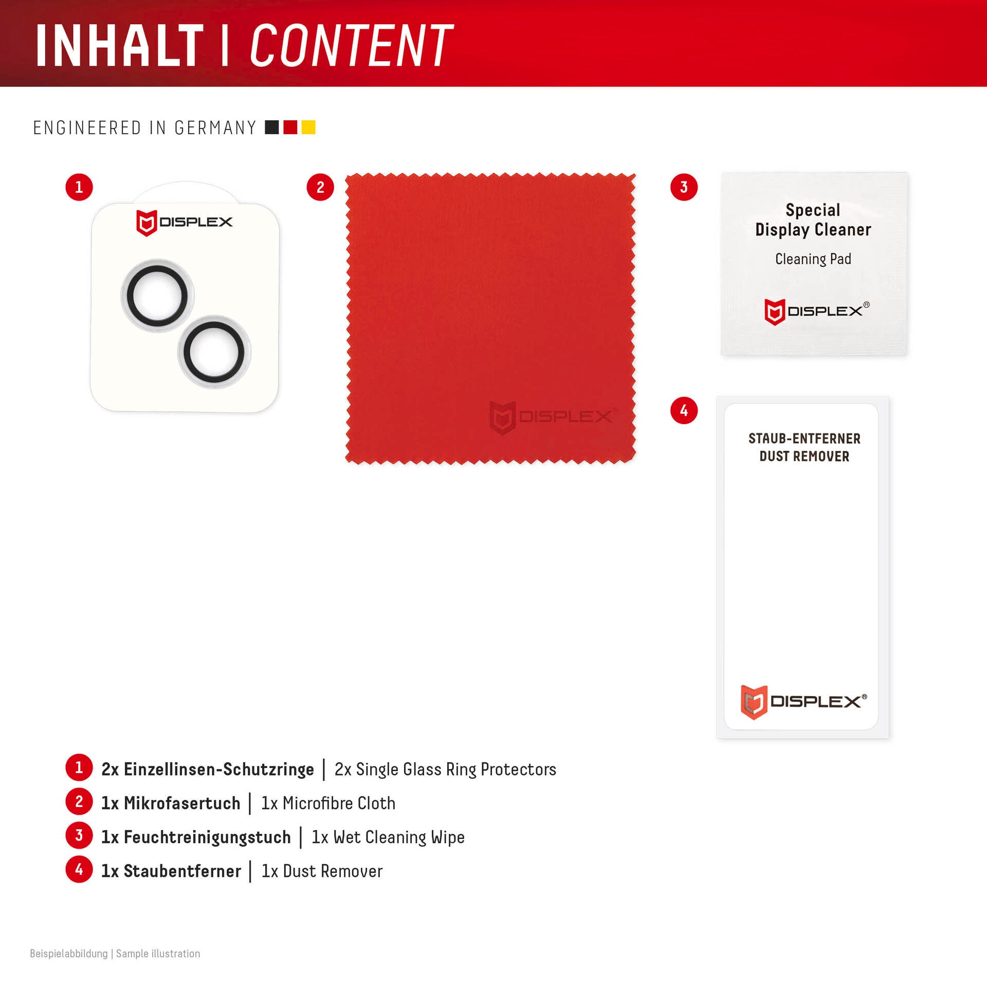 Displex Kameraschutzglas »Camera Lens Glass Single Glass Ring Protector« für Apple iPhone 15;Apple iPhone 15 Plus Packung, 2x Einzellinsen-Schutzringe,  Objektivschutz, Kameraschutz, kratz- & stossfest