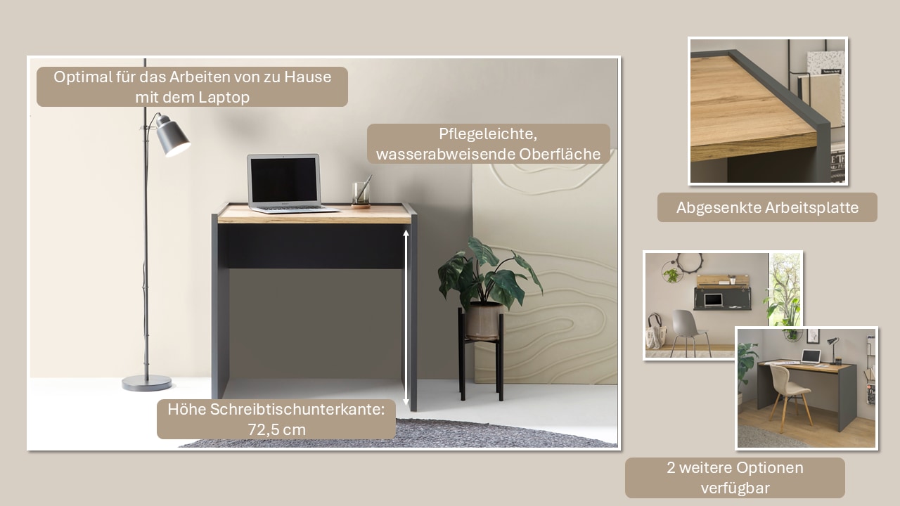 INOSIGN Schreibtisch »CiTY/GiRON«, moderner Computertisch, wohnliches Home Office, Breite 80 oder 143 cm