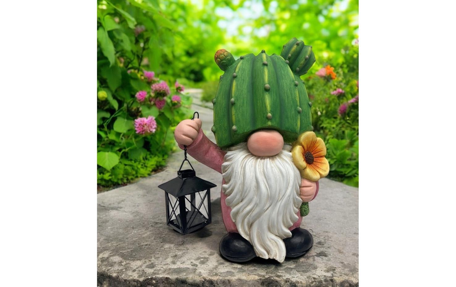   Figure de jardin »Dameco Gartenwichtel Kaktus mit Laterne 21 x28 x39.5 cm«